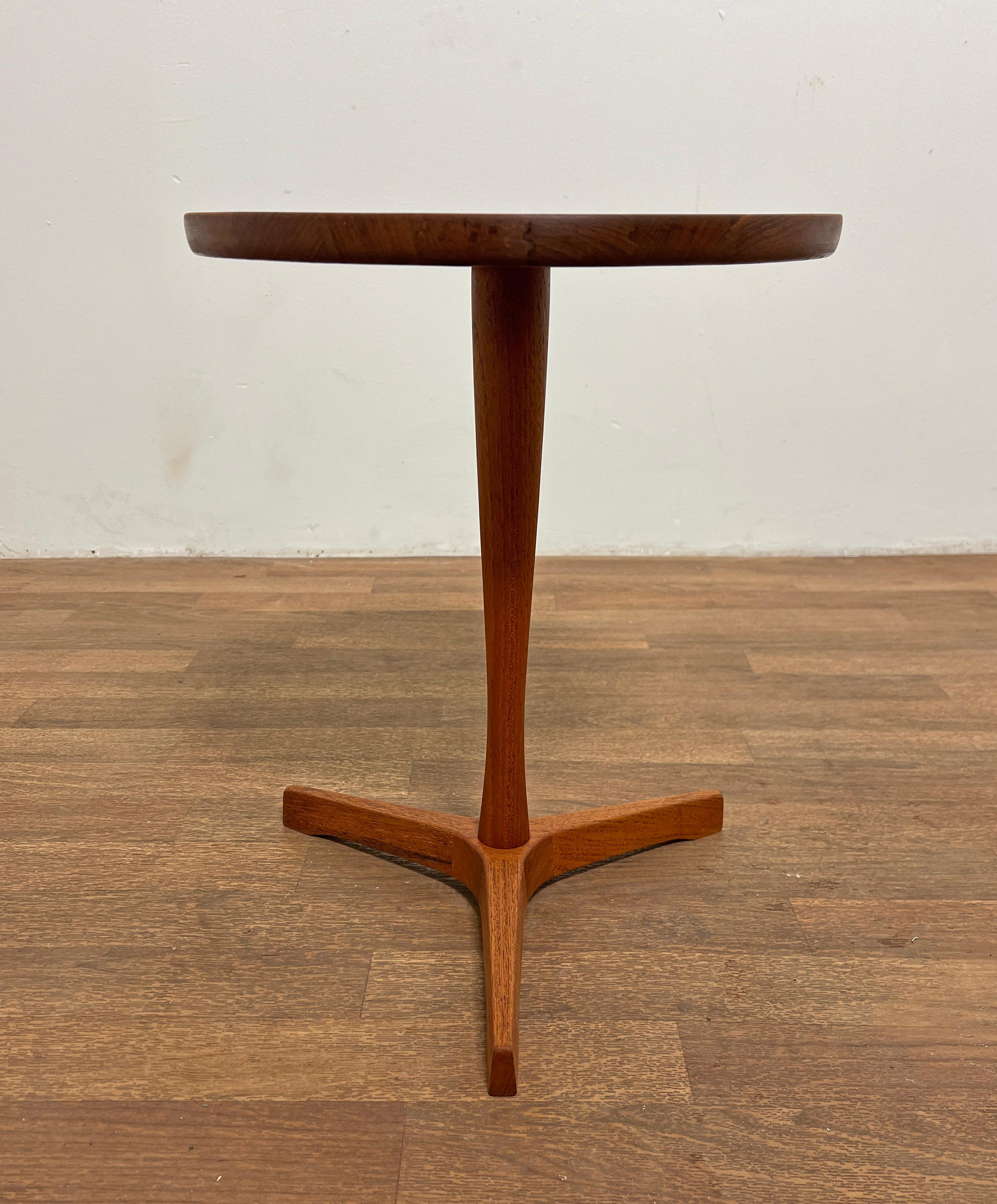 Hans Andersen Danish Teak Tripod Side Table Circa 1960s For Sale 1