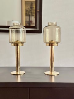 Hans-Ange Jakobsson Glass And Brass Candlesticks