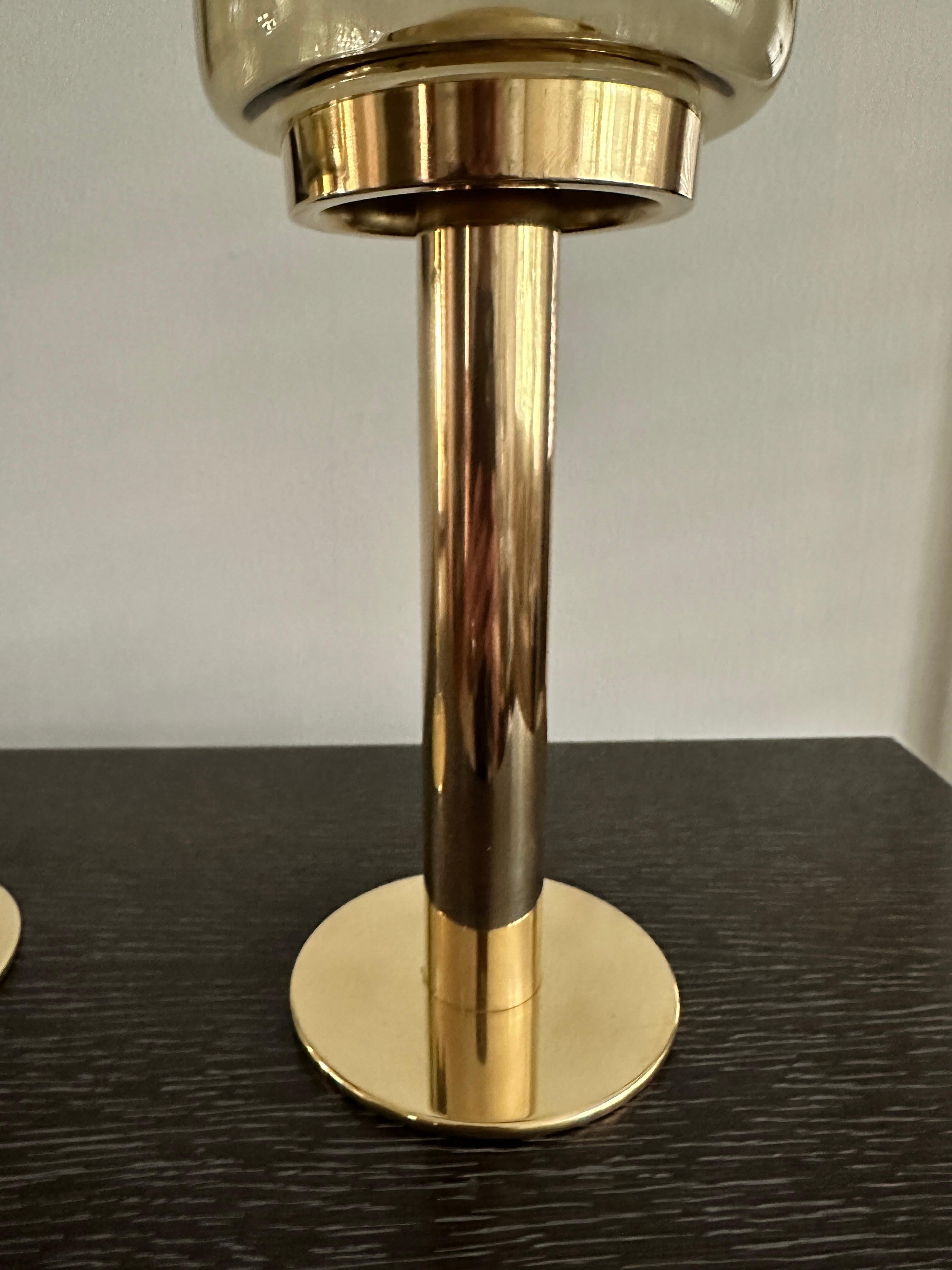 Hans-Ange Jakobsson Glass And Brass Candlesticks For Sale 2