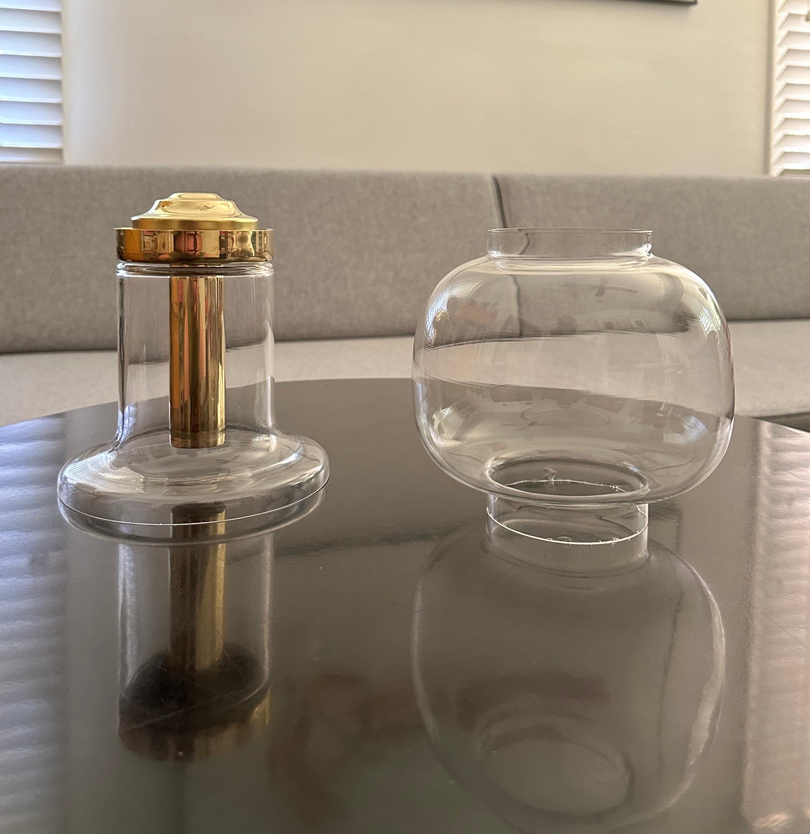 Scandinavian Modern Hans-Ange Jakobsson Glass And Brass Lamp For Sale