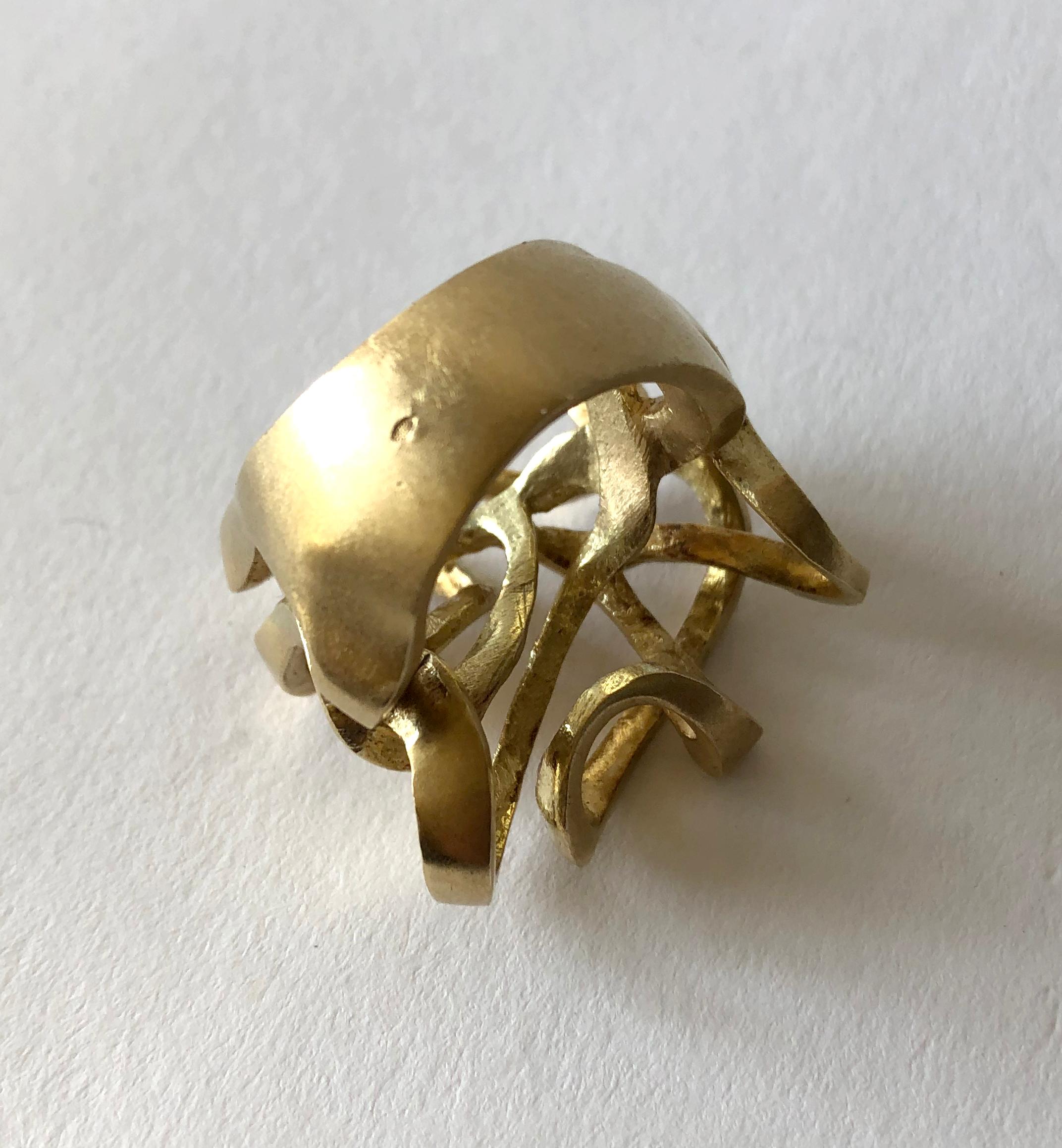 Artisan Hans Appenzeller 14 Karat Gold Dutch Postmodern Sculptural Ring