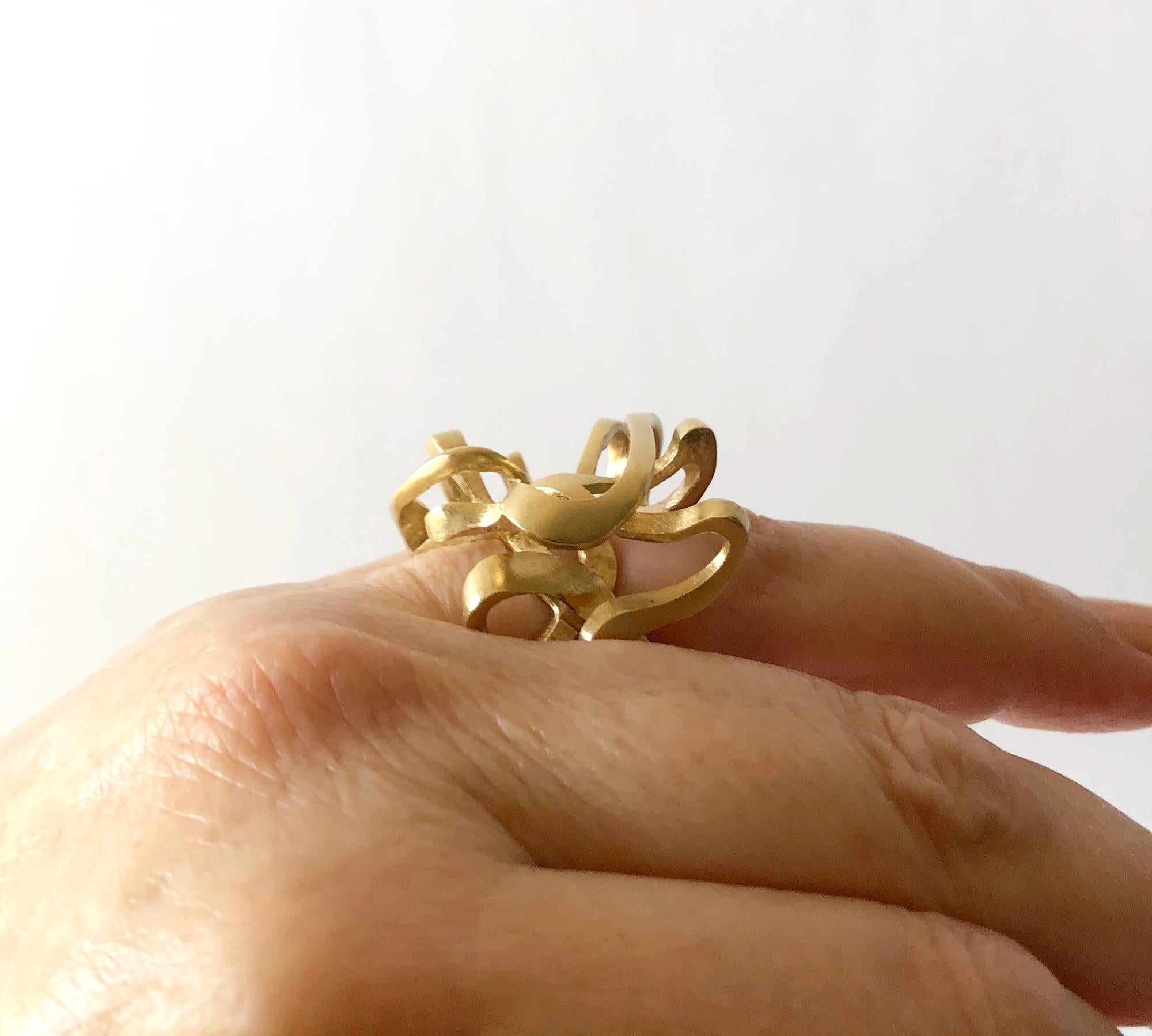 Women's or Men's Hans Appenzeller 14 Karat Gold Dutch Postmodern Sculptural Ring