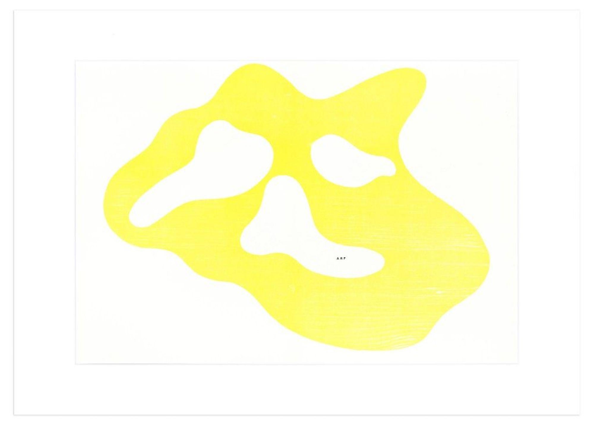 Komposition is a wonderful colored xilograph realized by the artist, Jean Hans Arp and published in 1950 by the Maeght Gallery, Paris. 

The unmistakable Arp's style is evident in this composition, with his signature in capital letters prints at the