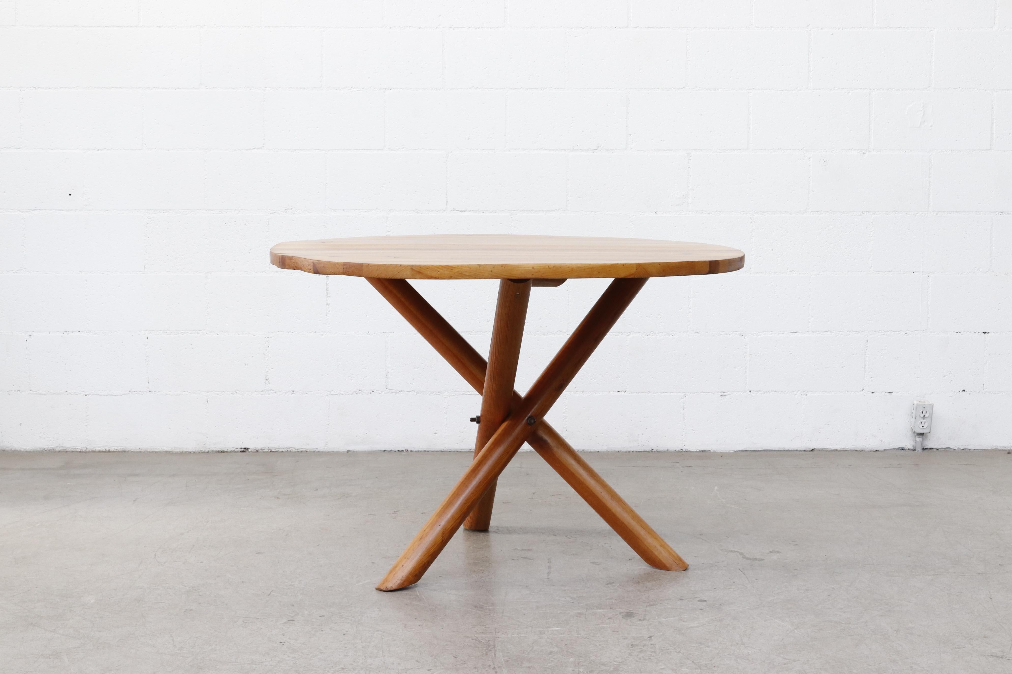 Mid-Century Modern Hans Bellman Style Round Pine Tripod Table