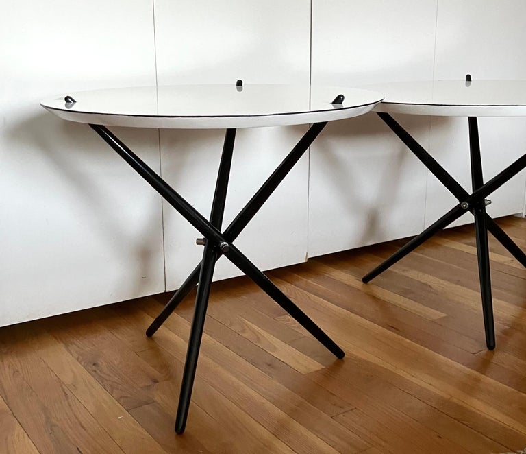 Hans Bellmann for Knoll, Pair Tripod Tables In Good Condition For Sale In Brooklyn, NY