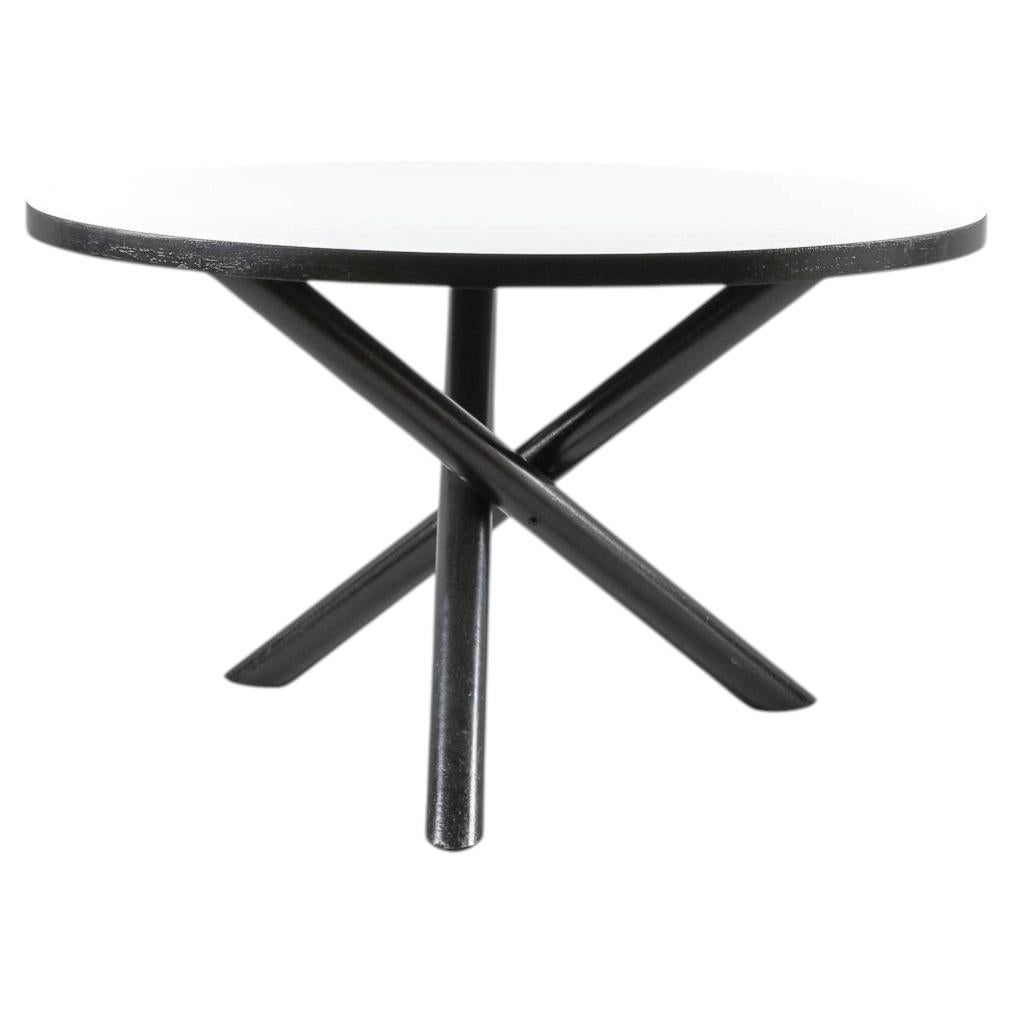Hans Bellmann Style Criss-Cross Tripod Table, Netherlands, White Laminate Top