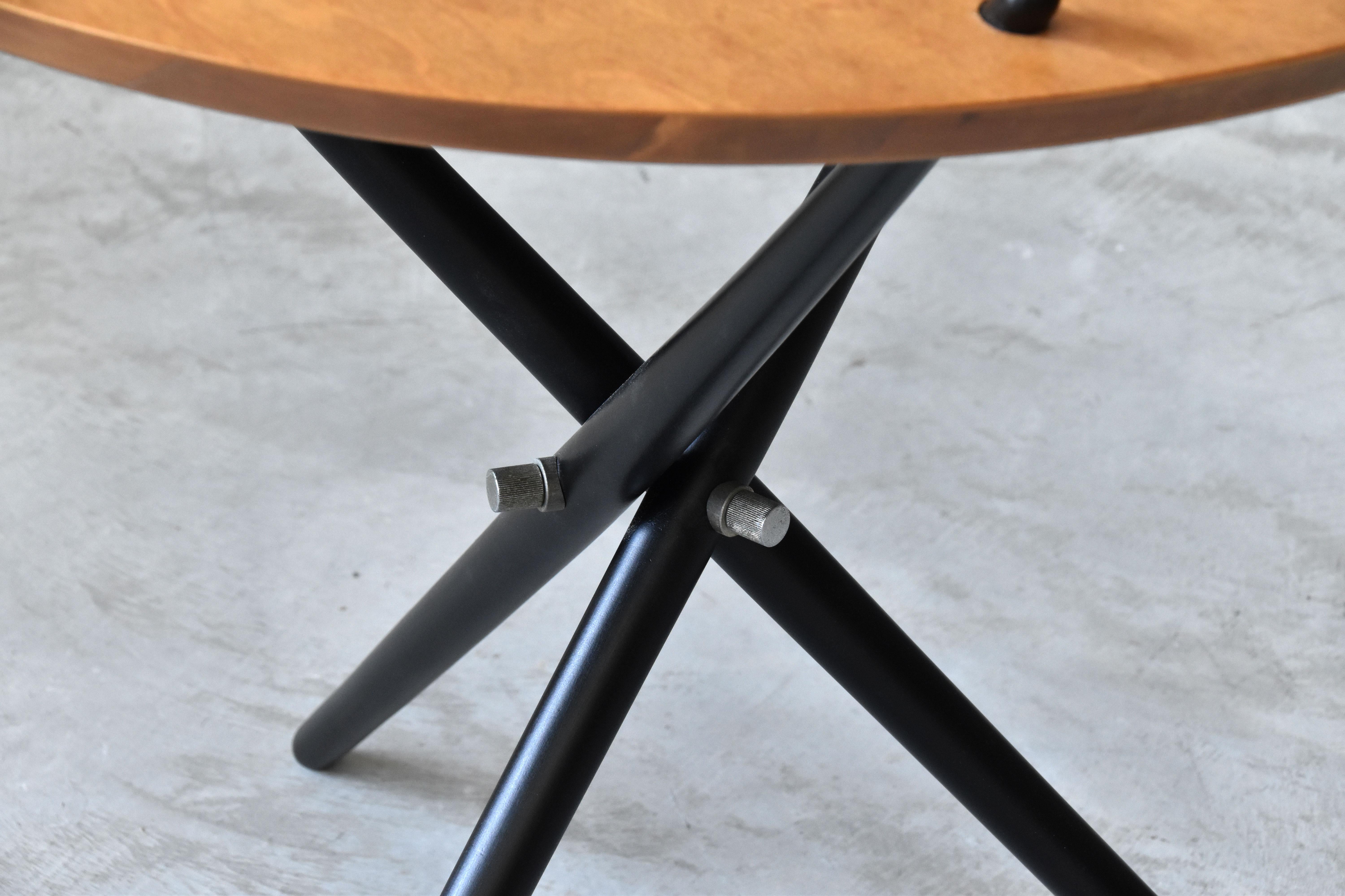 American Hans Bellmann, Tripod Side Table, Maple, Black Painted Wood, Metal, Knoll, 1948