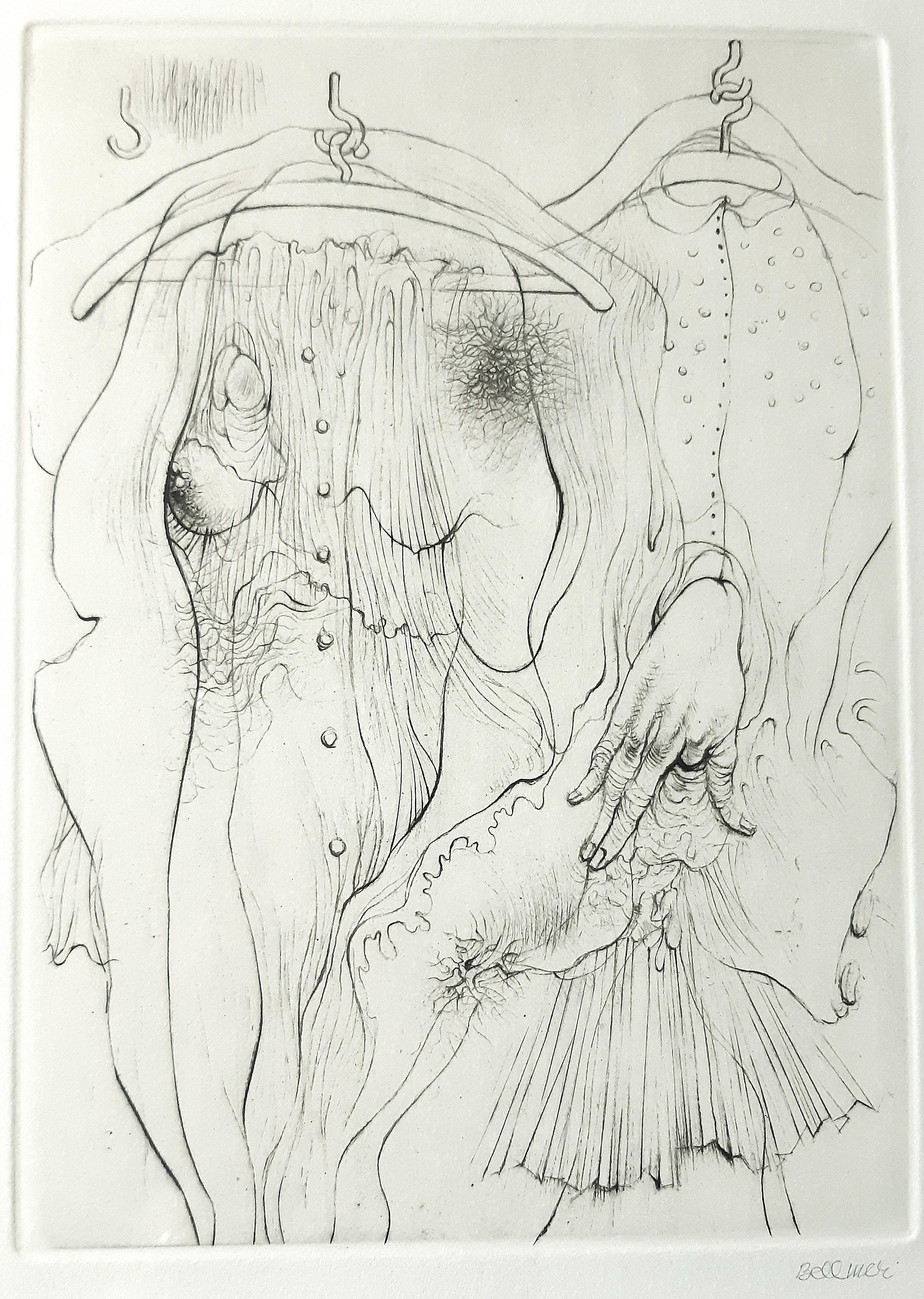 Hans Bellmer Print - A Sade - Etching by H. Bellmer - 1969