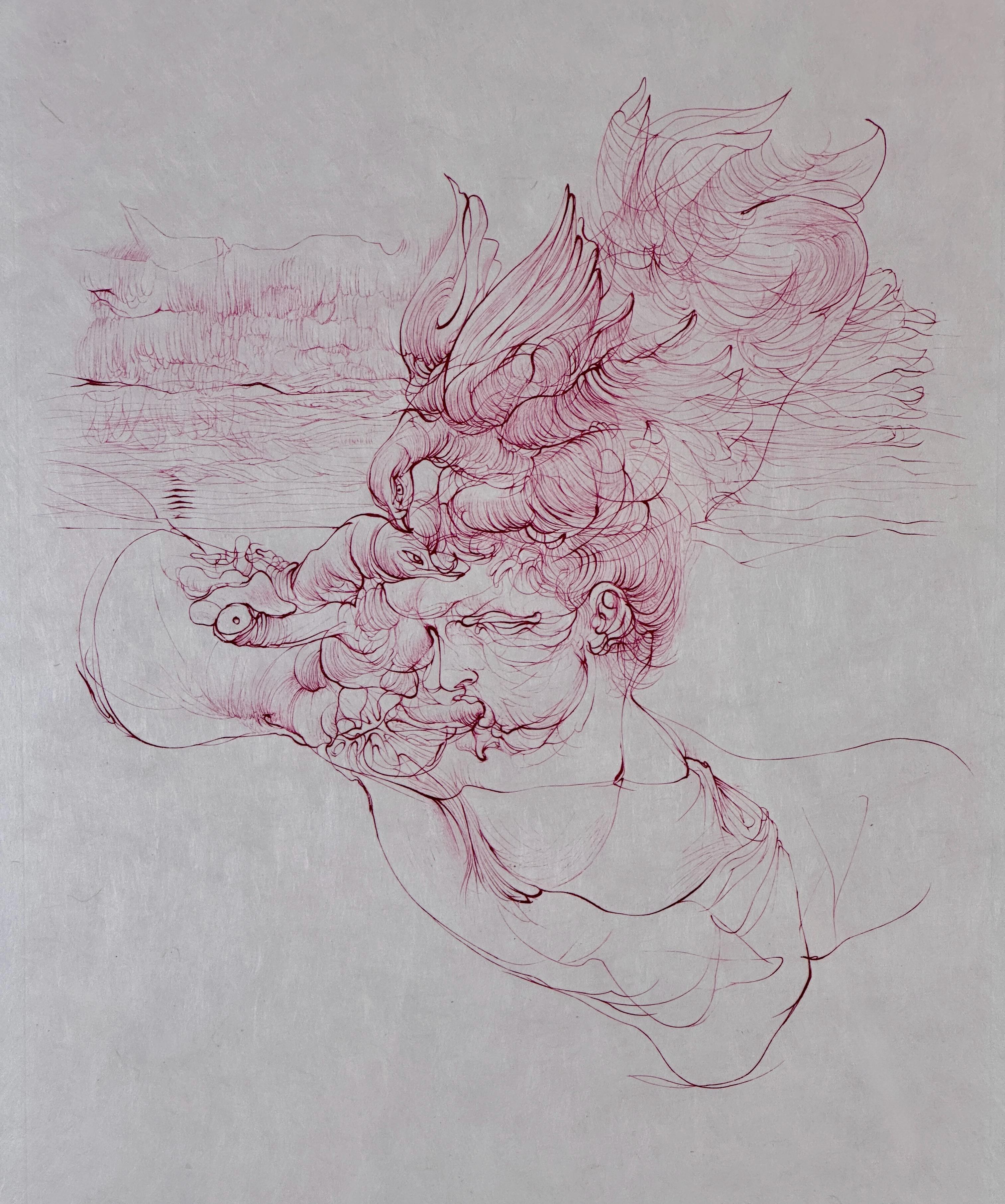 Die Frau mit dem Chapeau d'Oiseau (Surrealismus), Print, von Hans Bellmer