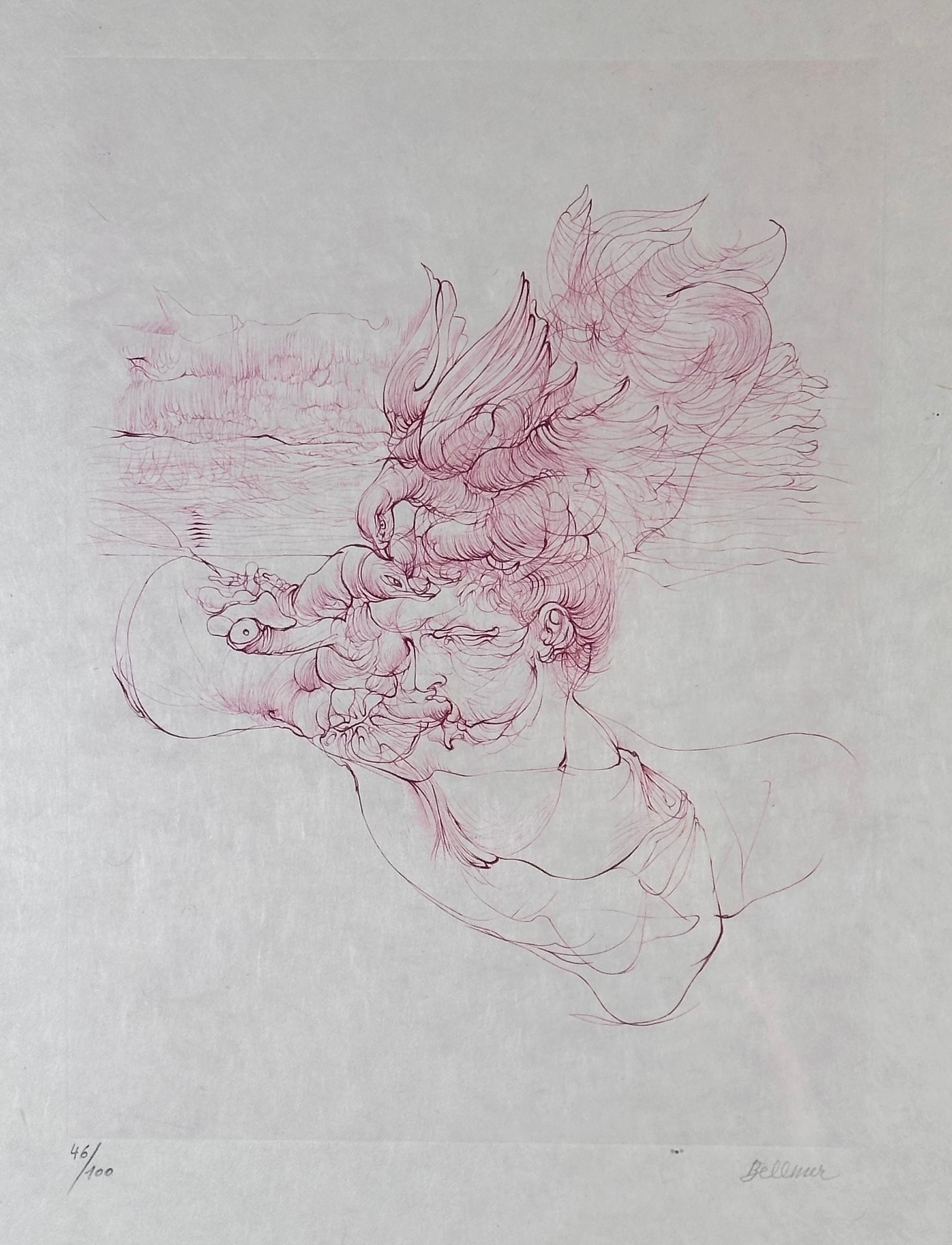 Hans Bellmer Abstract Print – Die Frau mit dem Chapeau d'Oiseau