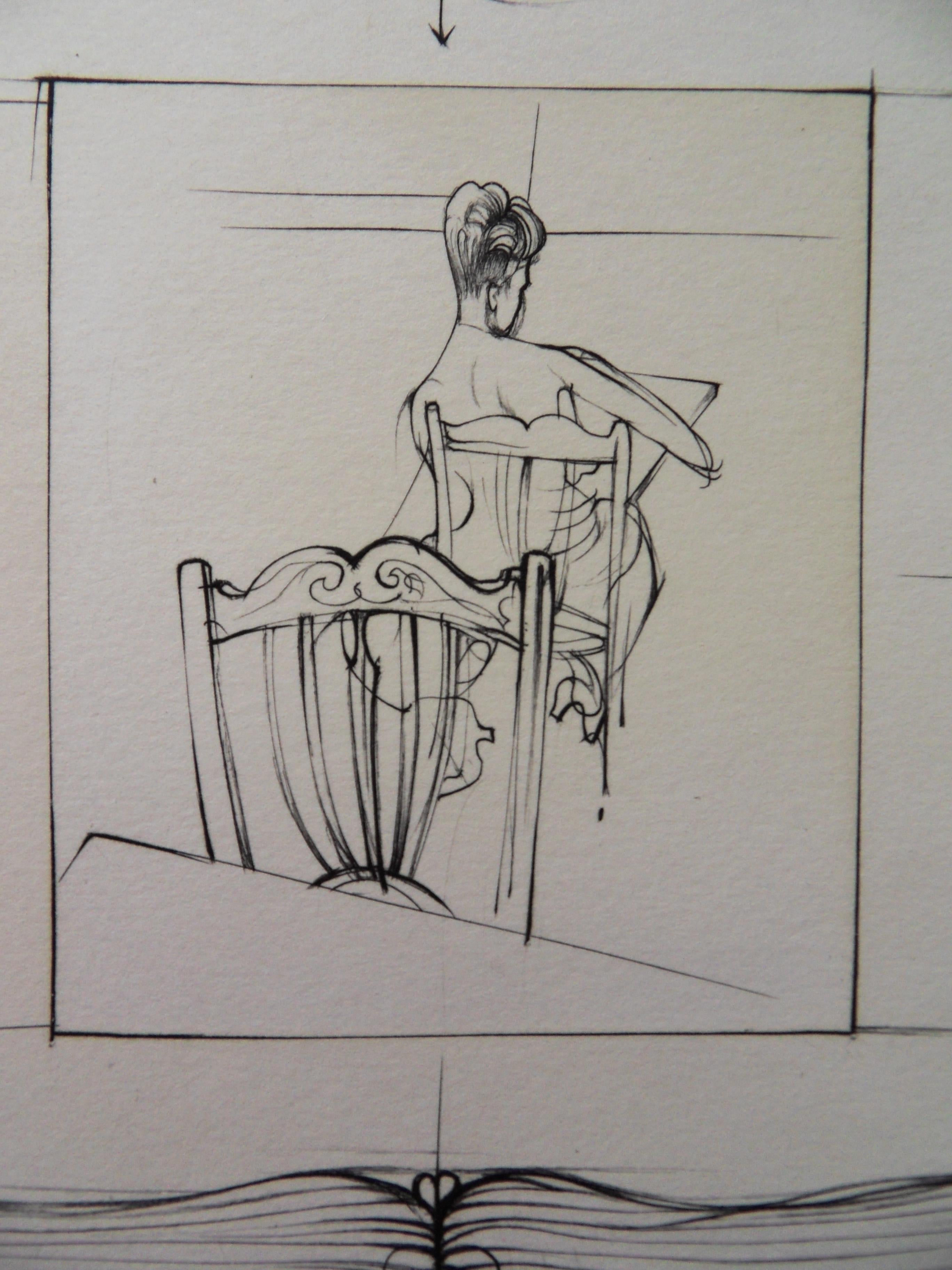 Framed Woman - Original Etching Handsigned, Numbered - Gray Figurative Print by Hans Bellmer