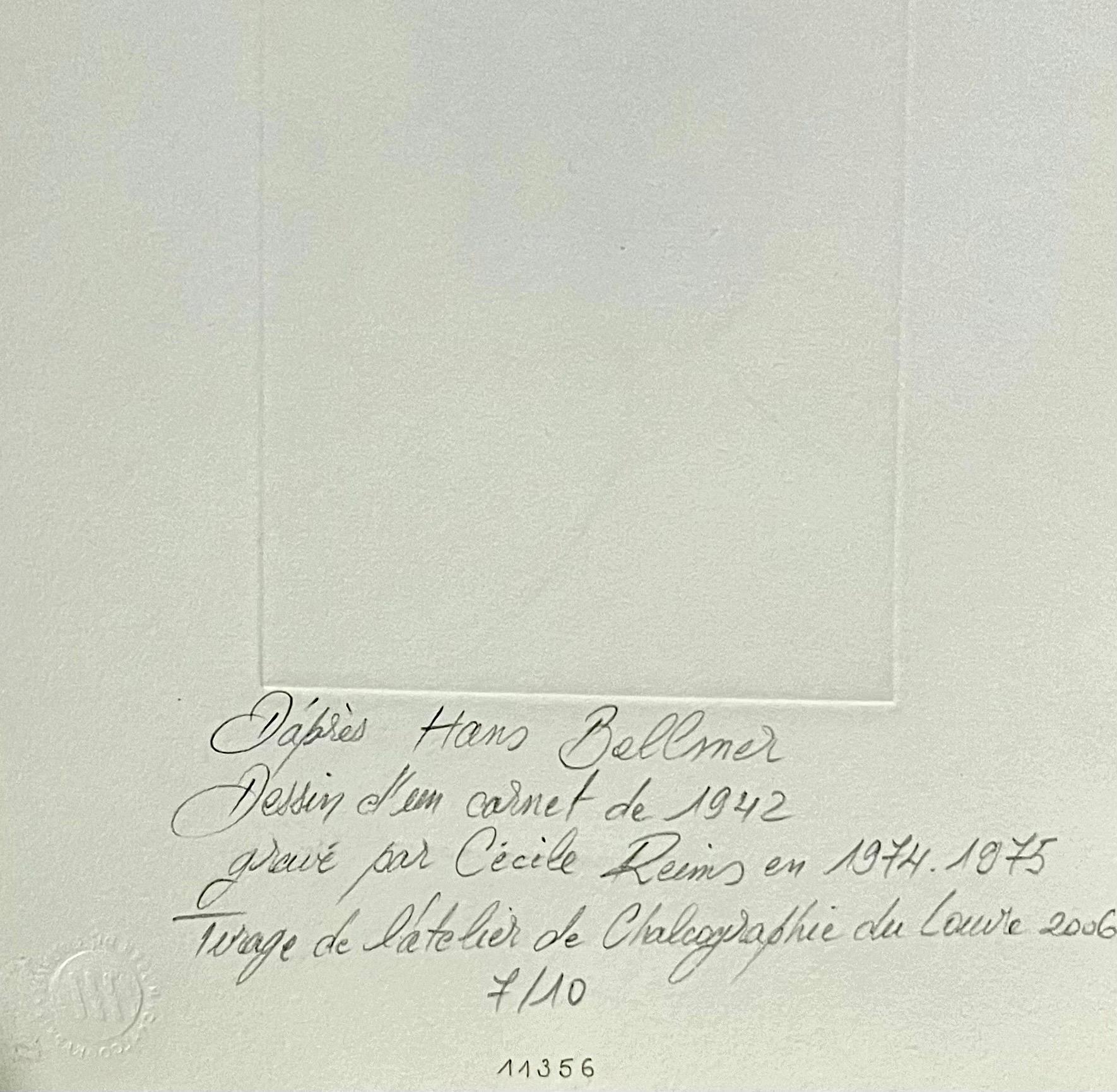 Surrealista alemán Hans Bellmer Aguafuerte Grabado Estampa Cecile Reims Surrealismo en venta 2