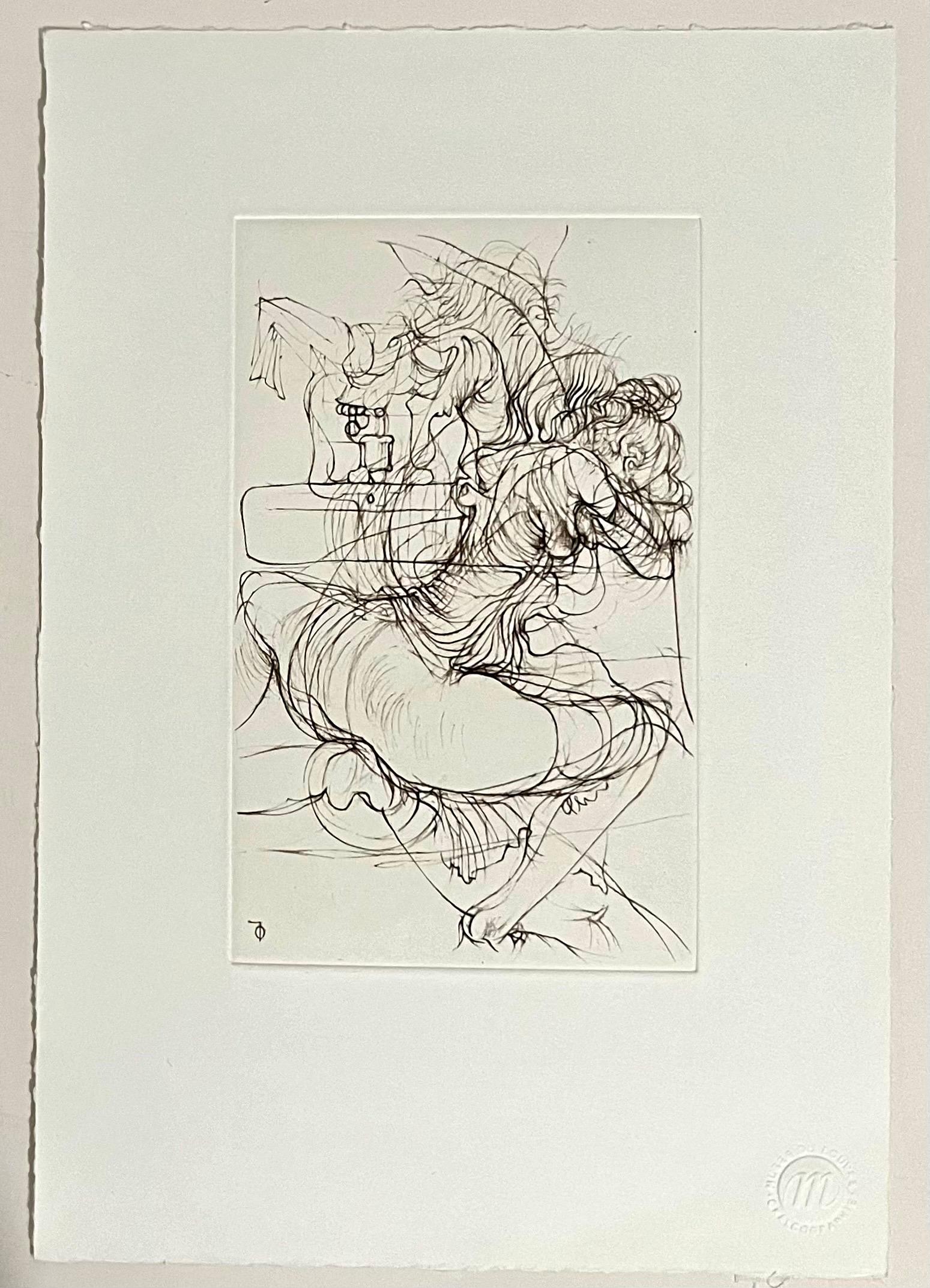 Surrealista alemán Hans Bellmer Aguafuerte Grabado Estampa Cecile Reims Surrealismo en venta 4