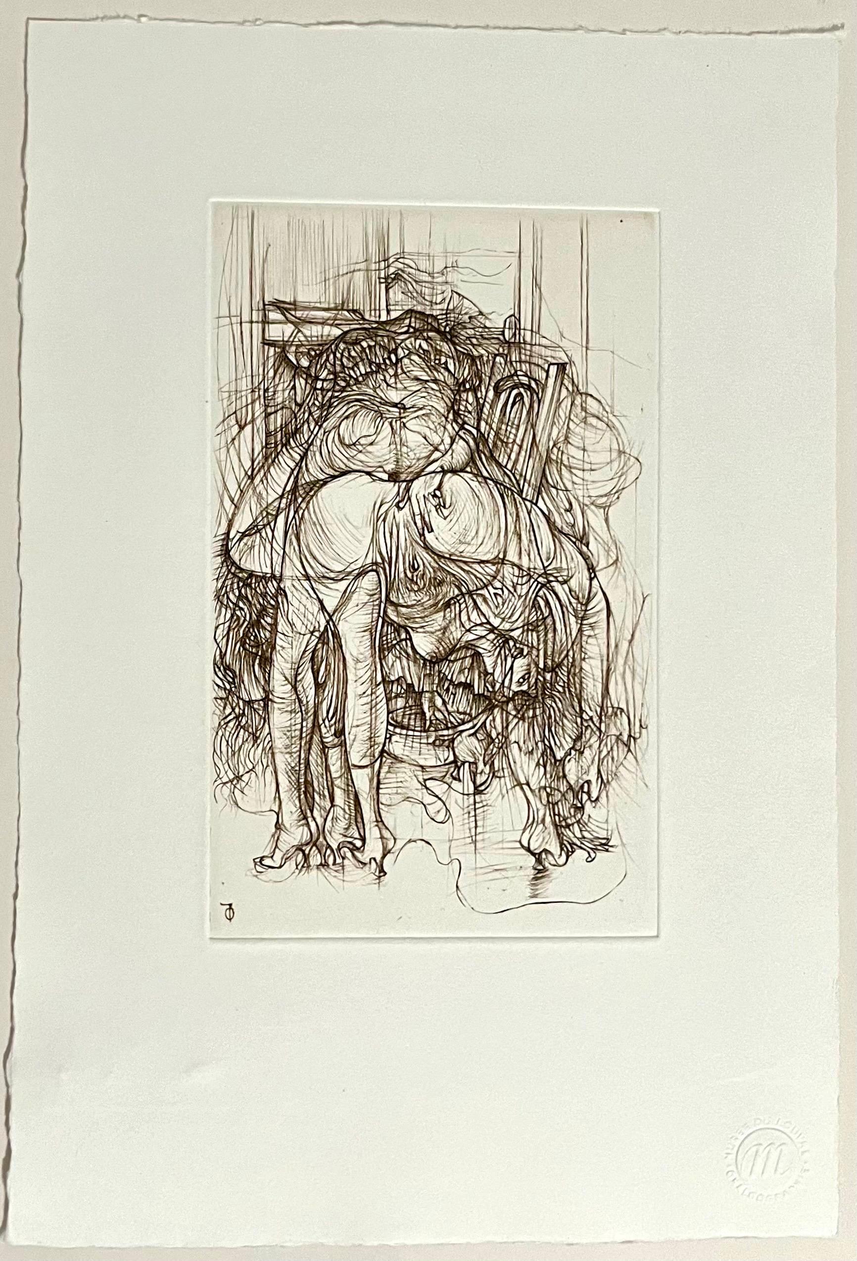 Surrealista alemán Hans Bellmer Aguafuerte Grabado Estampa Cecile Reims Surrealismo en venta 4