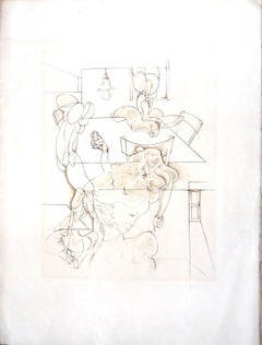 Intérieur avec image - Eau-forte originale de H. Bellmer - 1971