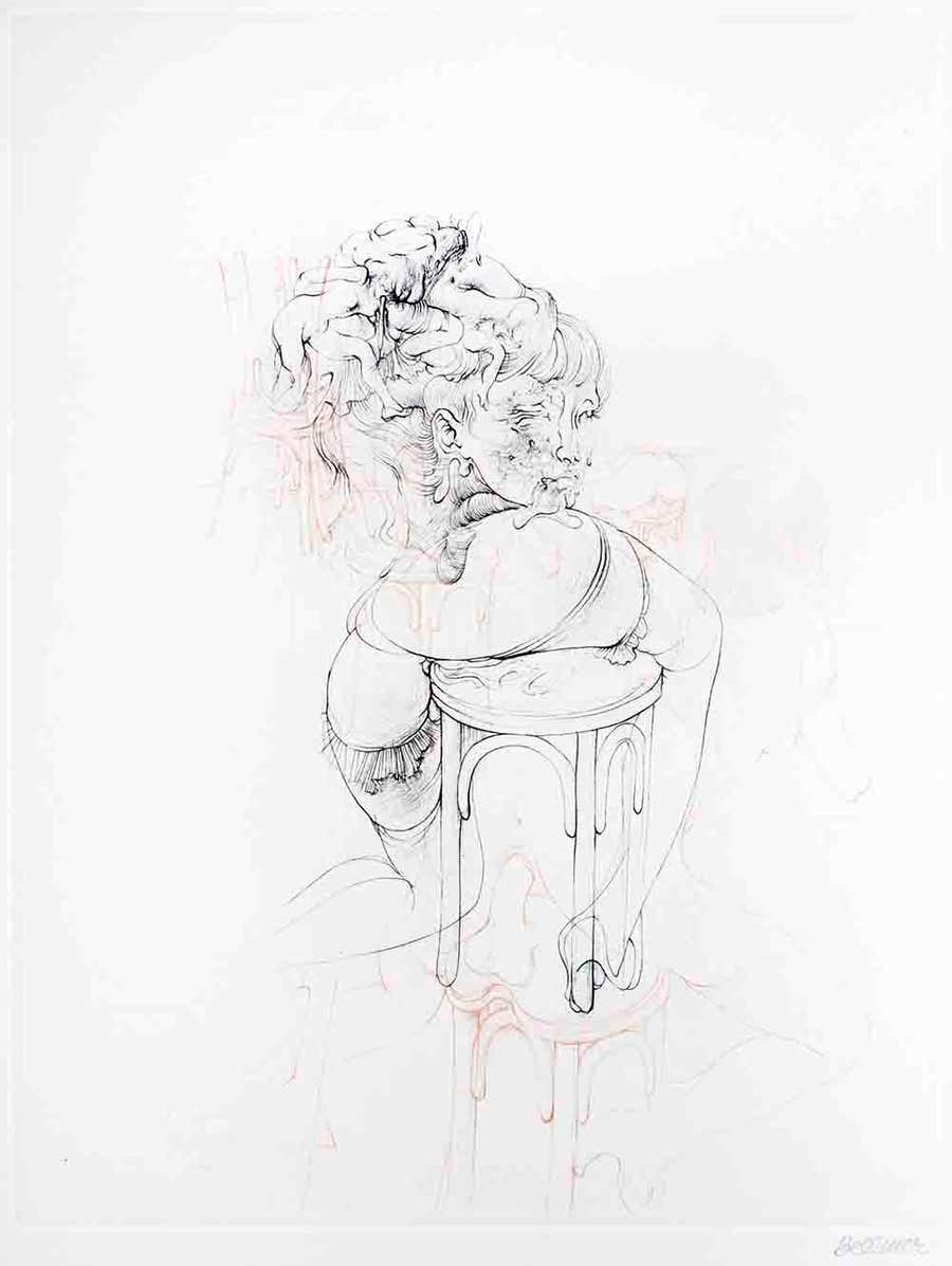 La Philosophie dans le Boudoir - Etching by Hans Bellmer - 1968