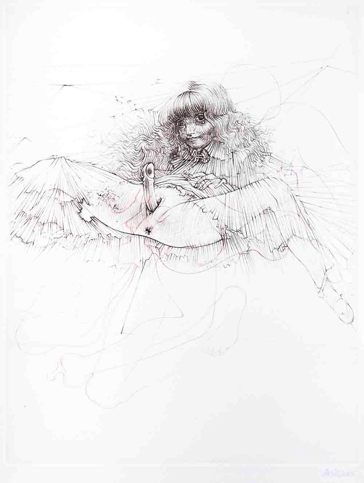 Hans Bellmer Print - L'Aigle Mademoiselle - Etching by H. Bellmer - 1968