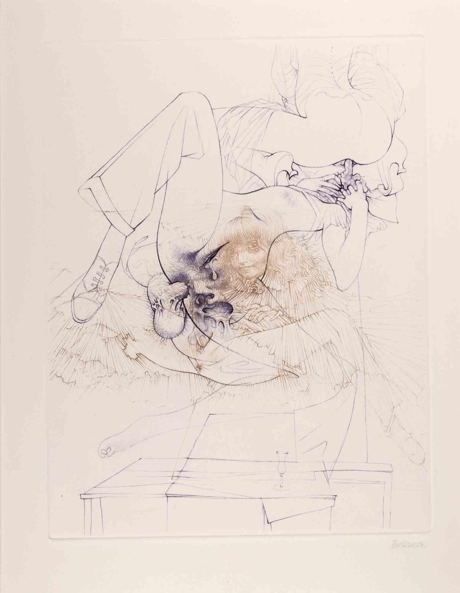 Les 120 Journées de Sodome ist ein zeitgenössisches Kunstwerk von Hans Bellmer.

Handsigniert. Aus der Mappe "Petit Traité de Morale", Paris, Editions Georges Visat, 1968.

Kopie auf Vélin d'Arches aus der zusätzlichen Suite. Beinhaltet