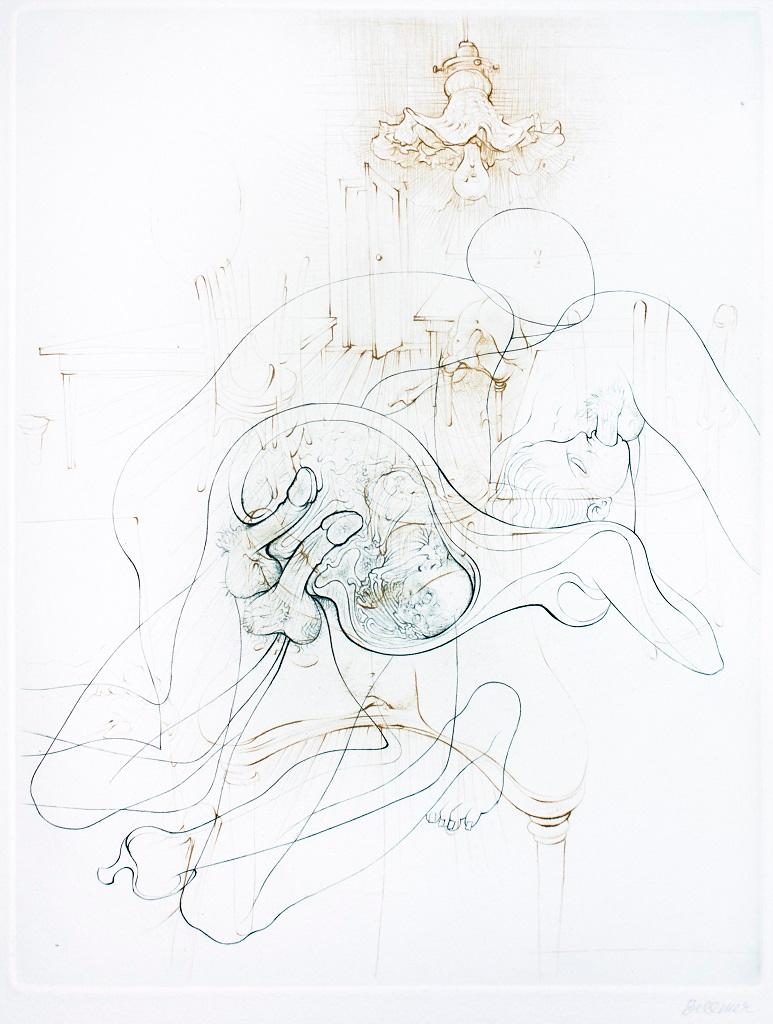 Hand Signed. From the Portfolio "Petit Traité de Morale", Paris, Editions Georges Visat, 1968.

Copy on Velin d'Arches. Includes matting.

Hans Bellmer was a German artist, who, when his works were declared "degenerate" by the Nazi Party in 1938,