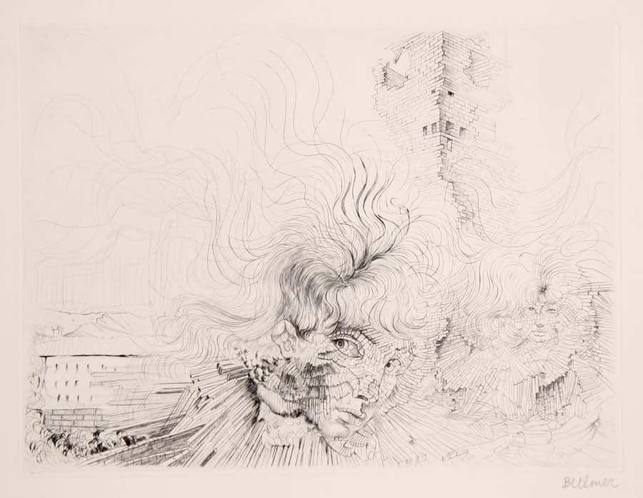 Les Milles en Feu, Surrealist Etching by Hans Bellmer