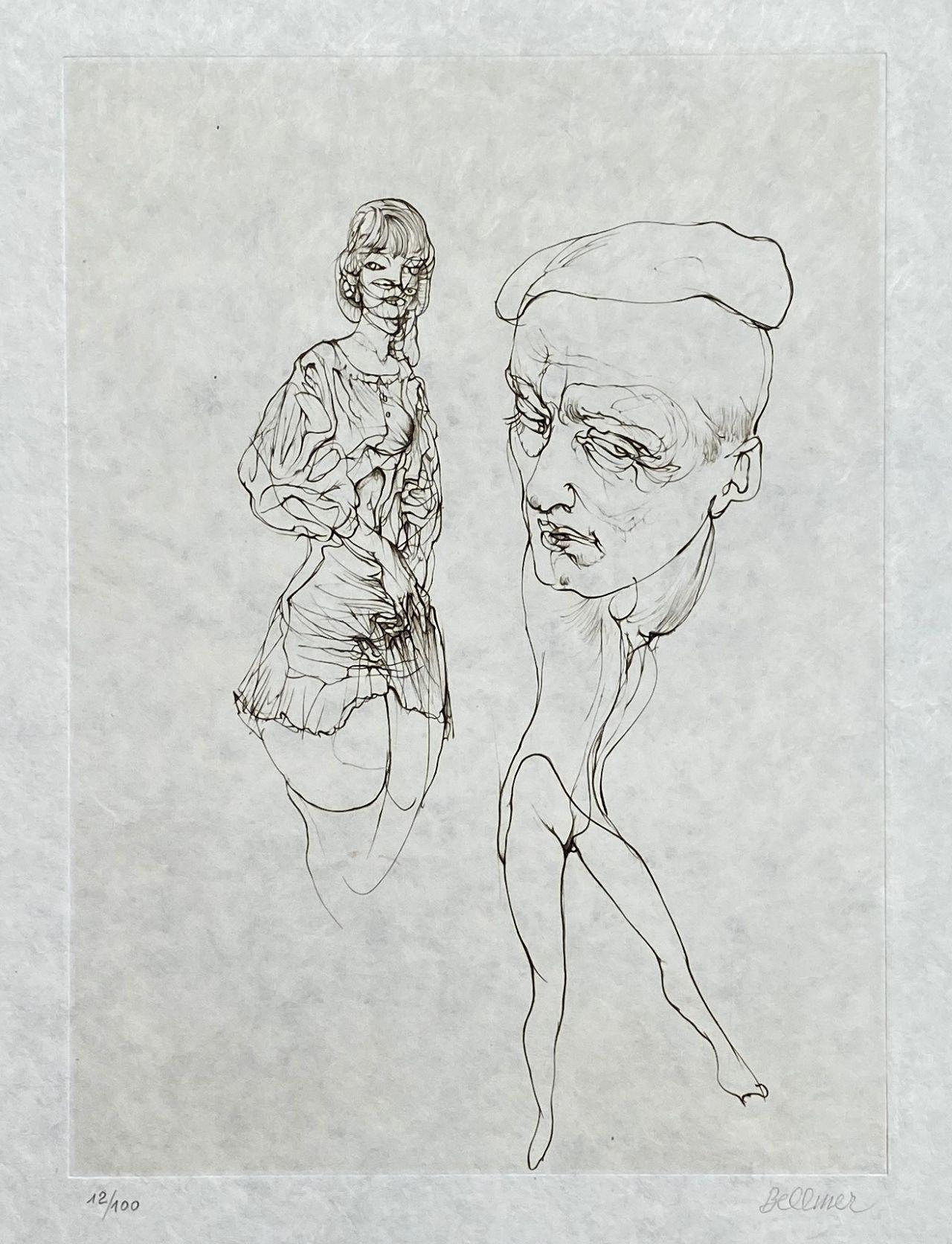 Man With a Cap - Original Etching Hand Signed Numbered - 100 copies - Print by Hans Bellmer