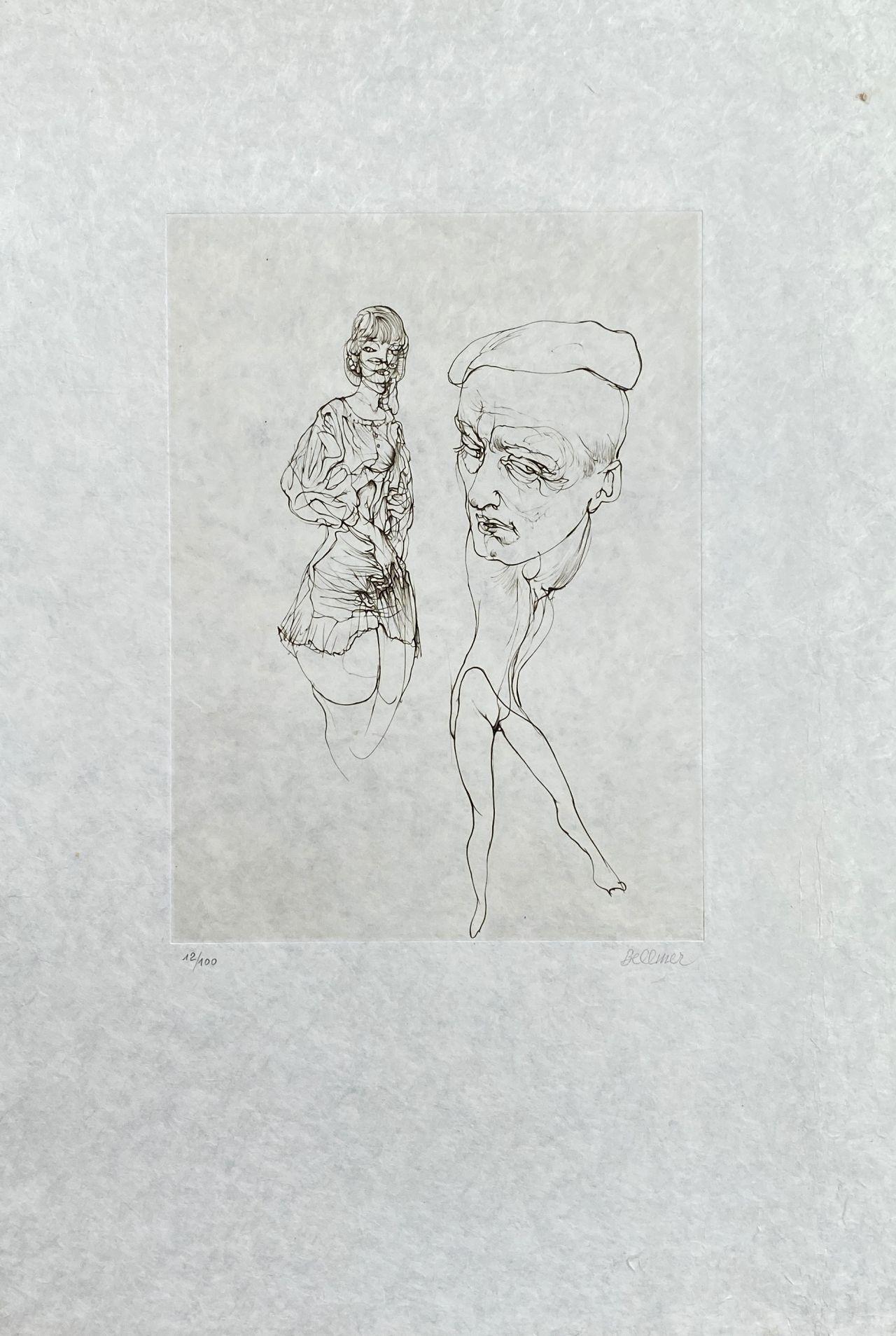 Hans Bellmer Portrait Print - Man With a Cap - Original Etching Hand Signed Numbered - 100 copies