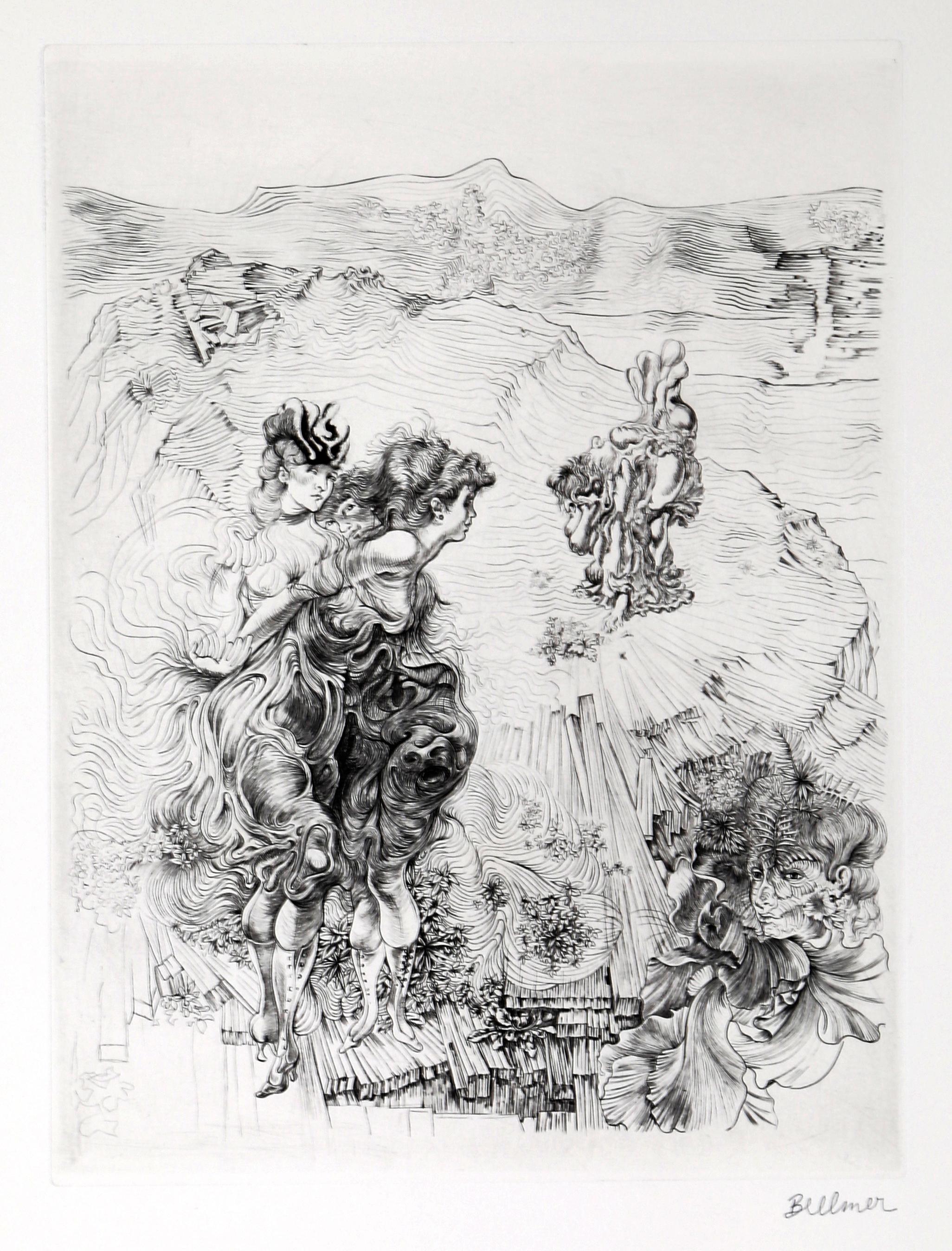 Artista: Hans Bellmer, tedesco (1902 - 1975)
Titolo: Paysage 1800
Anno: 1968
Medio: Acquaforte su arches, firmata a matita in basso a destra.
Dimensioni dell'immagine: 15,5 x 12 pollici
Dimensioni: 26 x 19,75 pollici (66,04 x 50,17 cm)