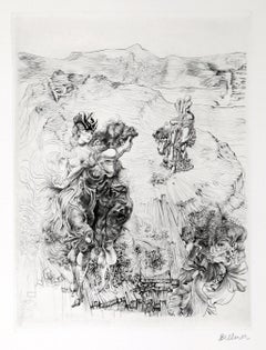 Paysage 1800, acquaforte di paesaggio surrealista di Hans Bellmer