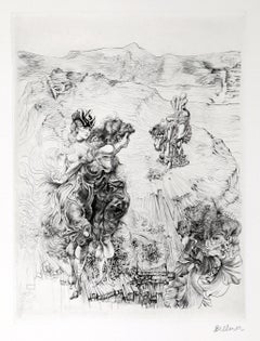 Vintage Paysage 1800, Surrealist Landscape Etching by Hans Bellmer