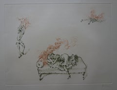 Red Hair Girl in Fire - Original handsigned etching - 150ex