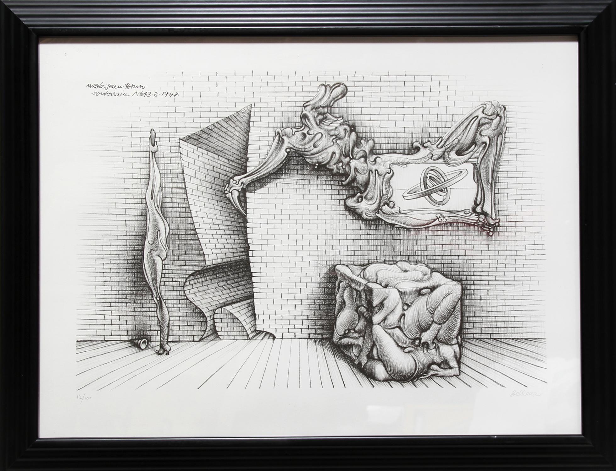 Artist: Hans Bellmer, German (1902 - 1975)
Title: Souterrain No. 13
Year: circa 1965
Medium:	Lithograph on BFK Rives, signed and numbered in pencil
Edition: 100
Paper Size: 19.5 x 26.5 inches
Frame: 25.5 x 31 inches