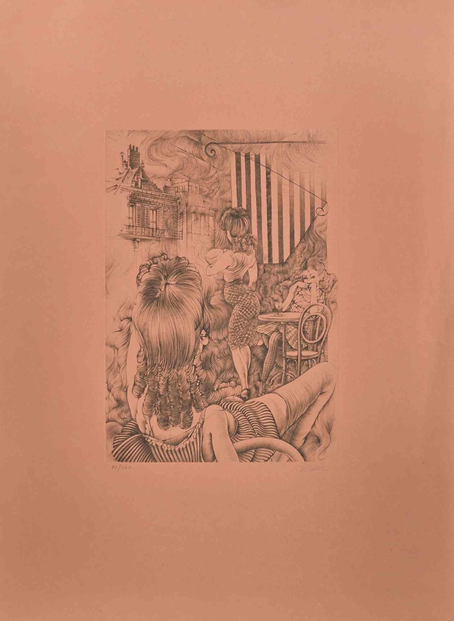 The fire of Marseille, 1971 realized by Hans Bellmer. 

Etching, Signed in pencil.

Limited edition of 100 copies numbered in pencil

Richard de Bas paper tinted brick red

56 x 78 cm

REFERENCES : Lithograph referenced in the Flahutez catalog