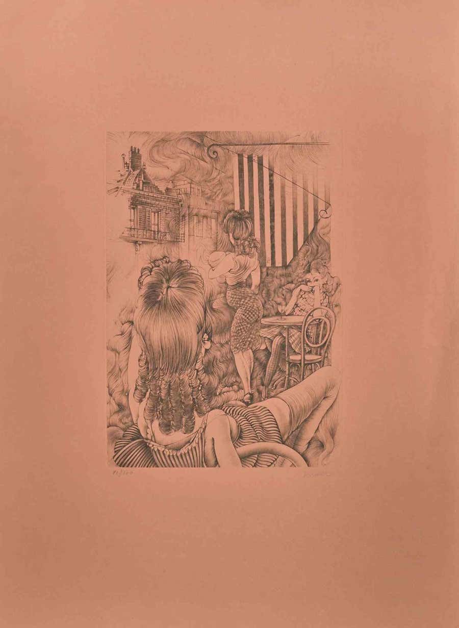 The Fire of Marseille - Etching by Hans Bellmer - 1971