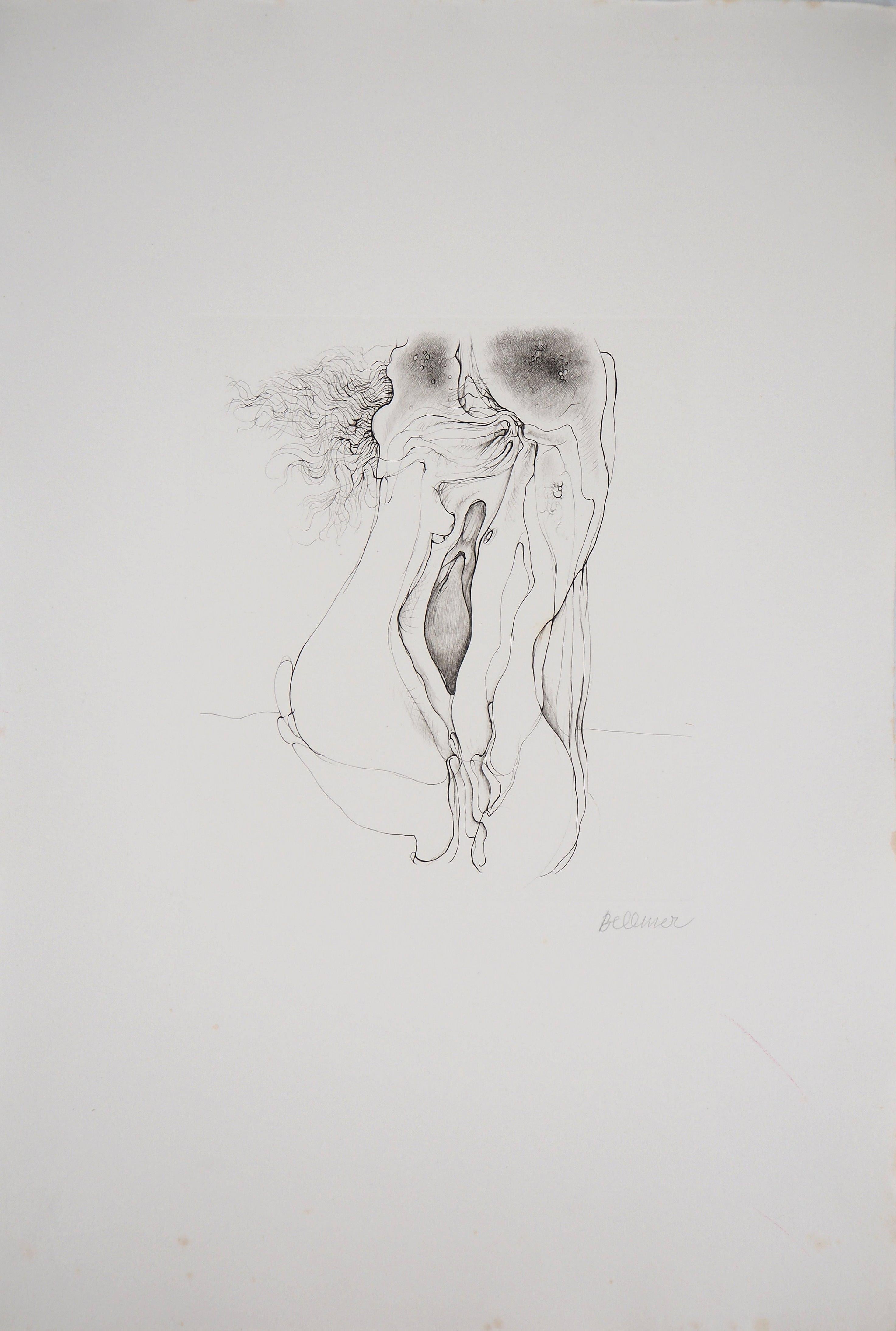 Hans Bellmer Nude Print - The Lovers- Original Etching Handsigned 