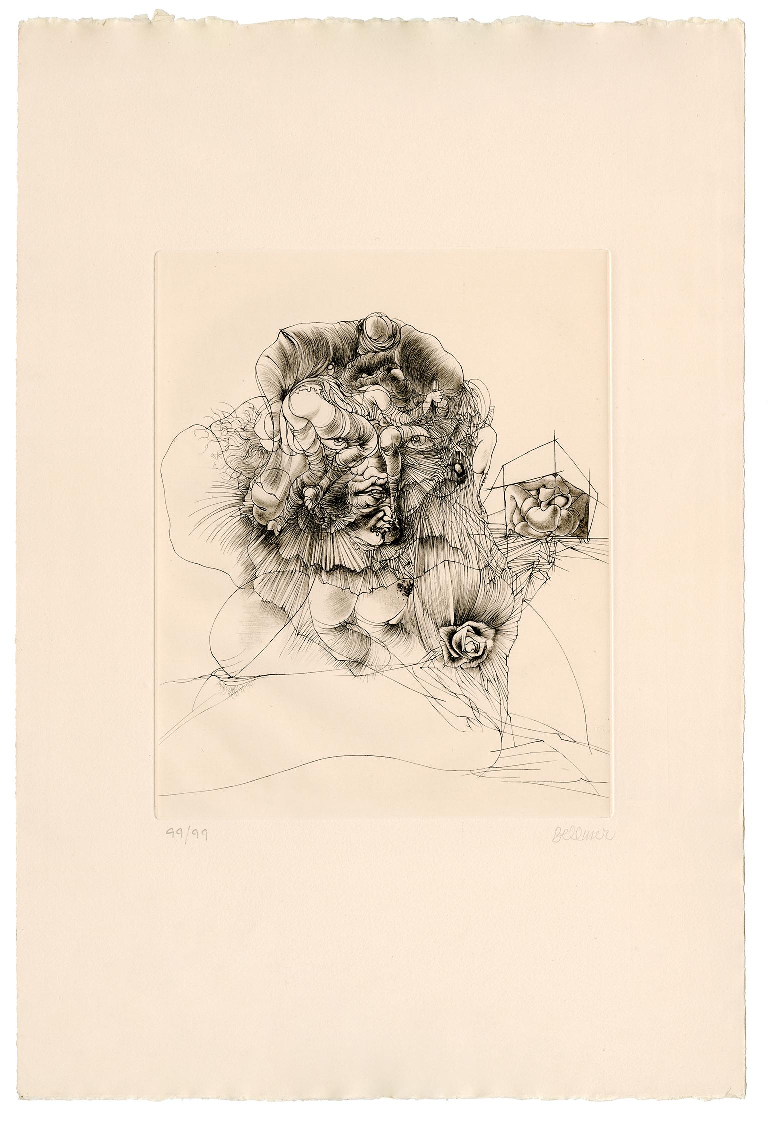 'The Modest Rose' — 1970s Erotic Surrealism - Print by Hans Bellmer