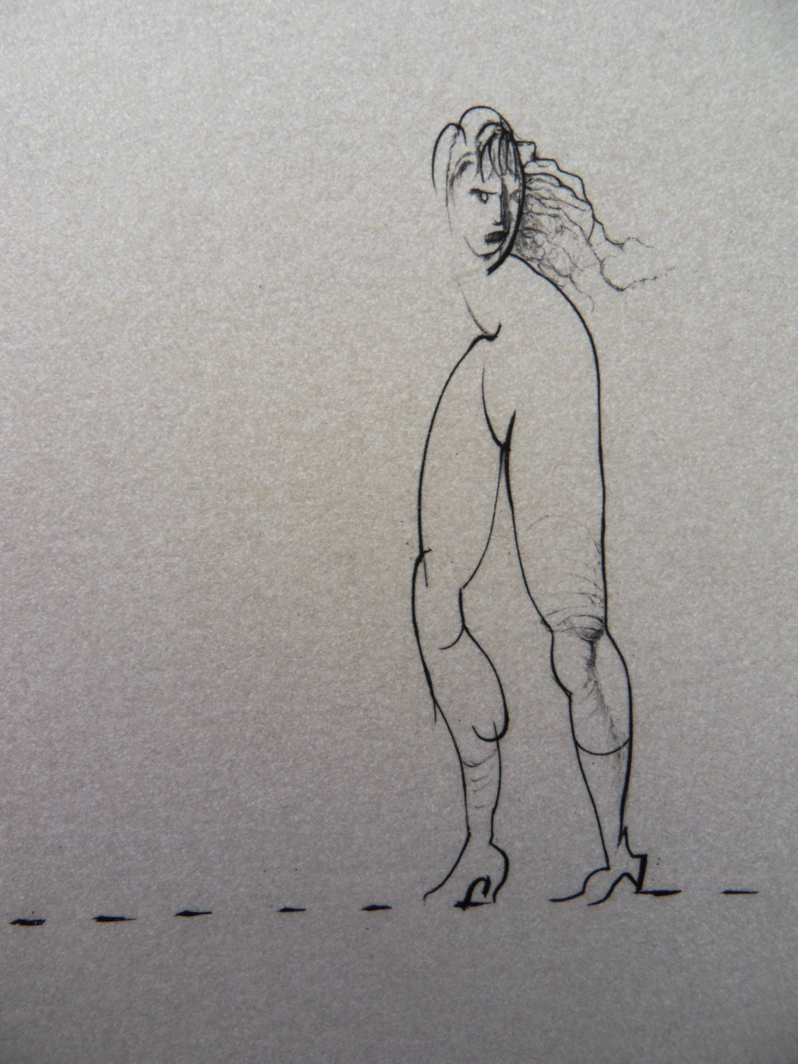 The Staring Woman - Original Etching Handsigned, Numbered - Surrealist Print by Hans Bellmer