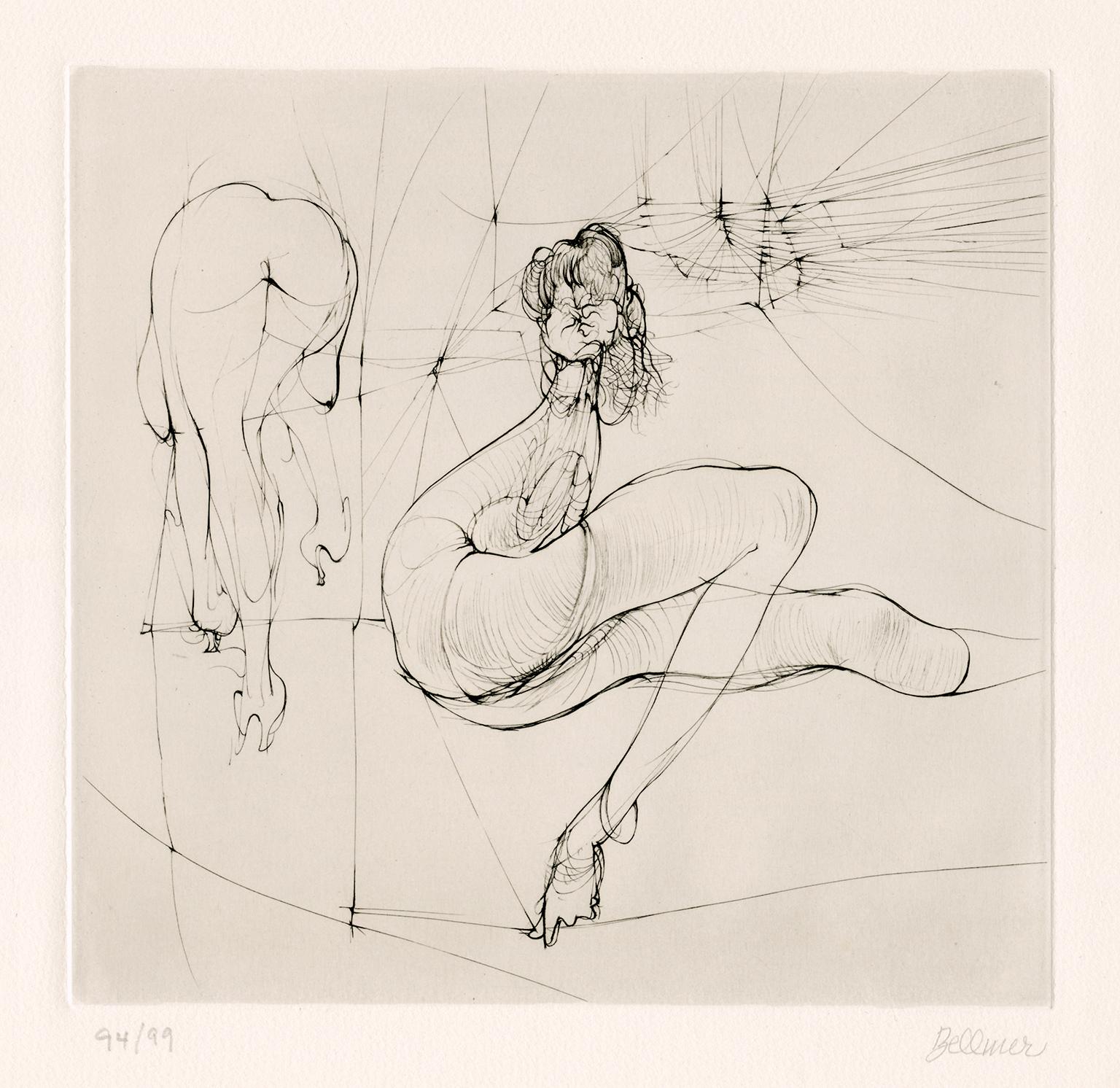 Hans Bellmer Abstract Print - Untitled  (Two Nudes) — 1970s Erotic Surrealism