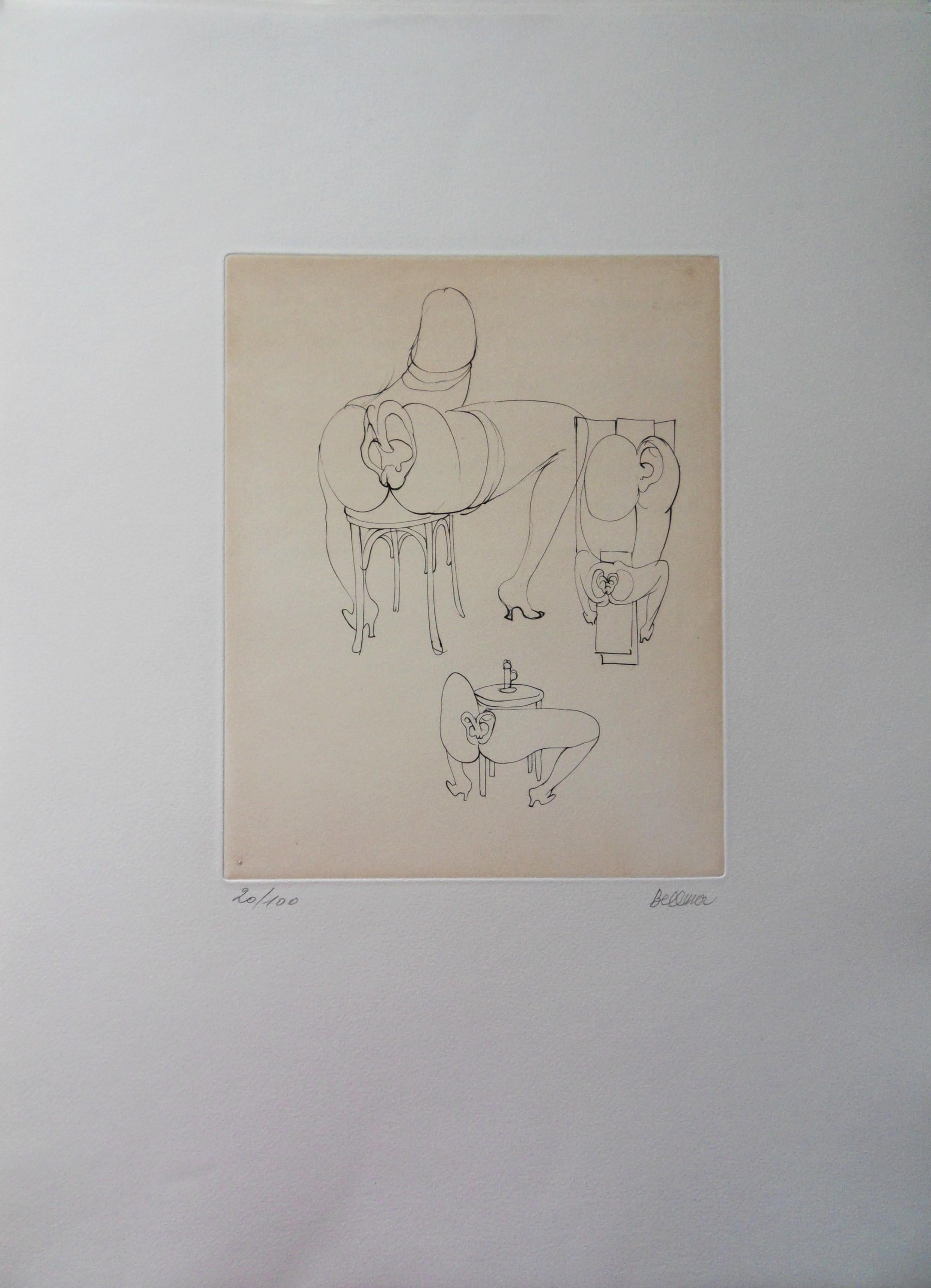Hans Bellmer Figurative Print - Woman-Object - Original Etching Handsigned, Numbered