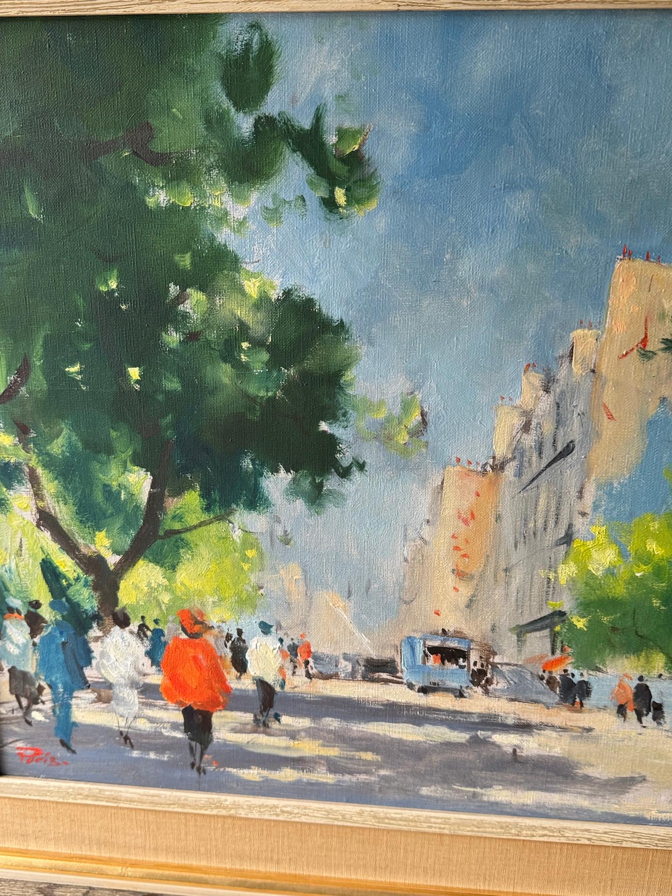 Impresionista de mediados de siglo, París Francia Escena urbana - Landscape Painting Marrón de Hans Bendix