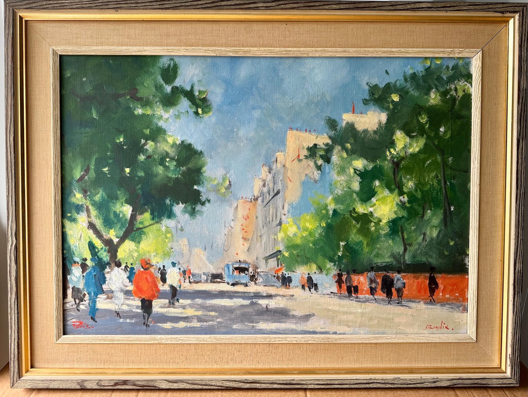 Landscape Painting de Hans Bendix - Impresionista de mediados de siglo, París Francia Escena urbana