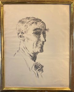 Antique Portrait of a man by Hans Berger - Drawing 44x50 cm