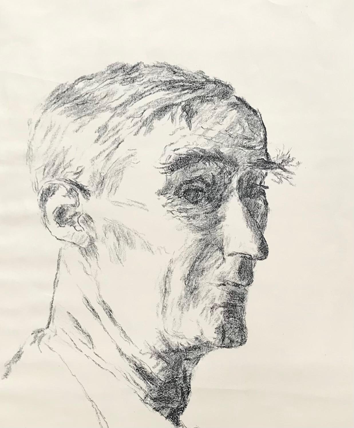 Portrait of a man by Hans Berger - Drawing 44x50 cm For Sale 1
