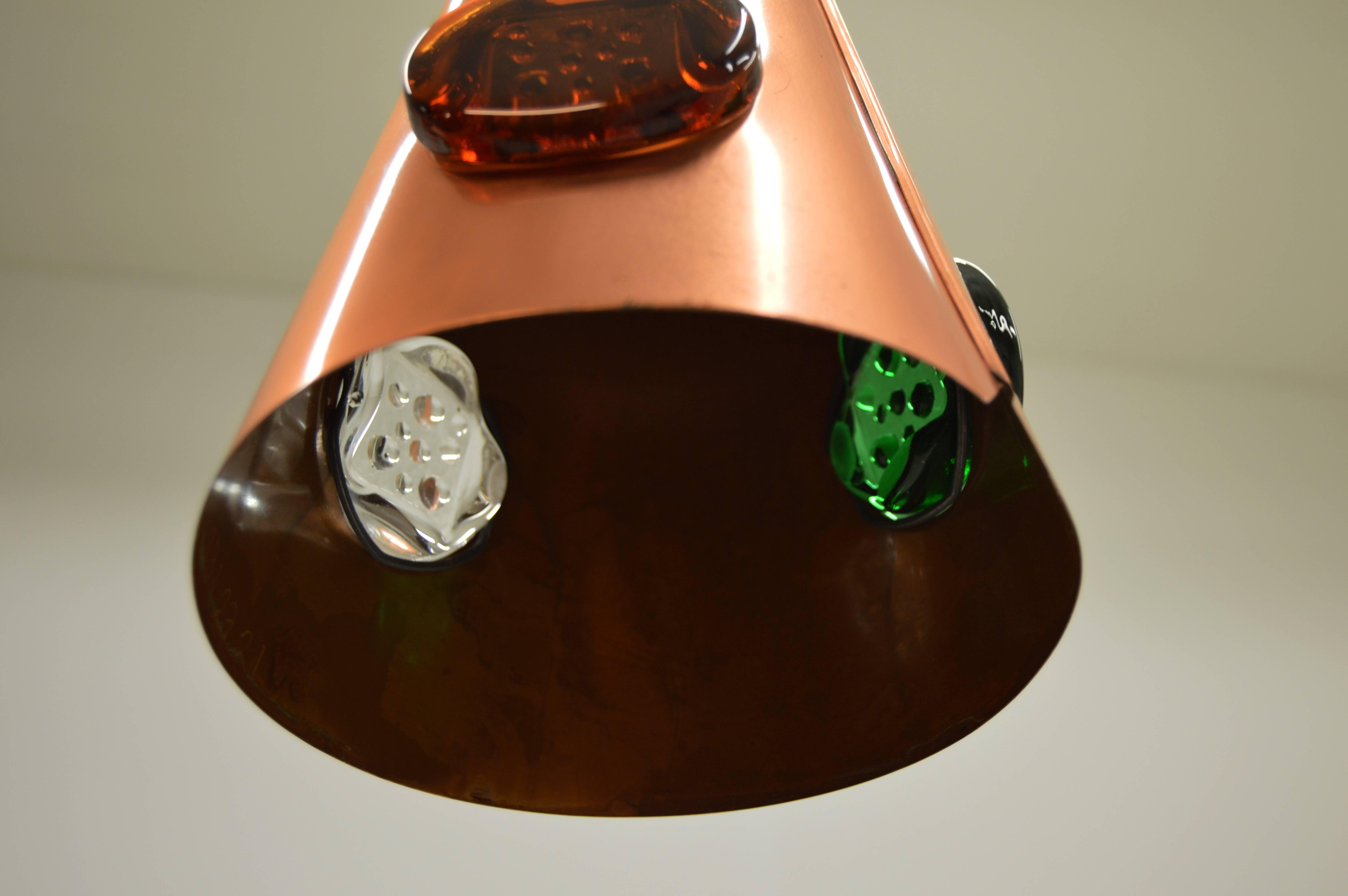 Hans Bergström and Erik Höglund Copper and Glass Lamp For Sale 2