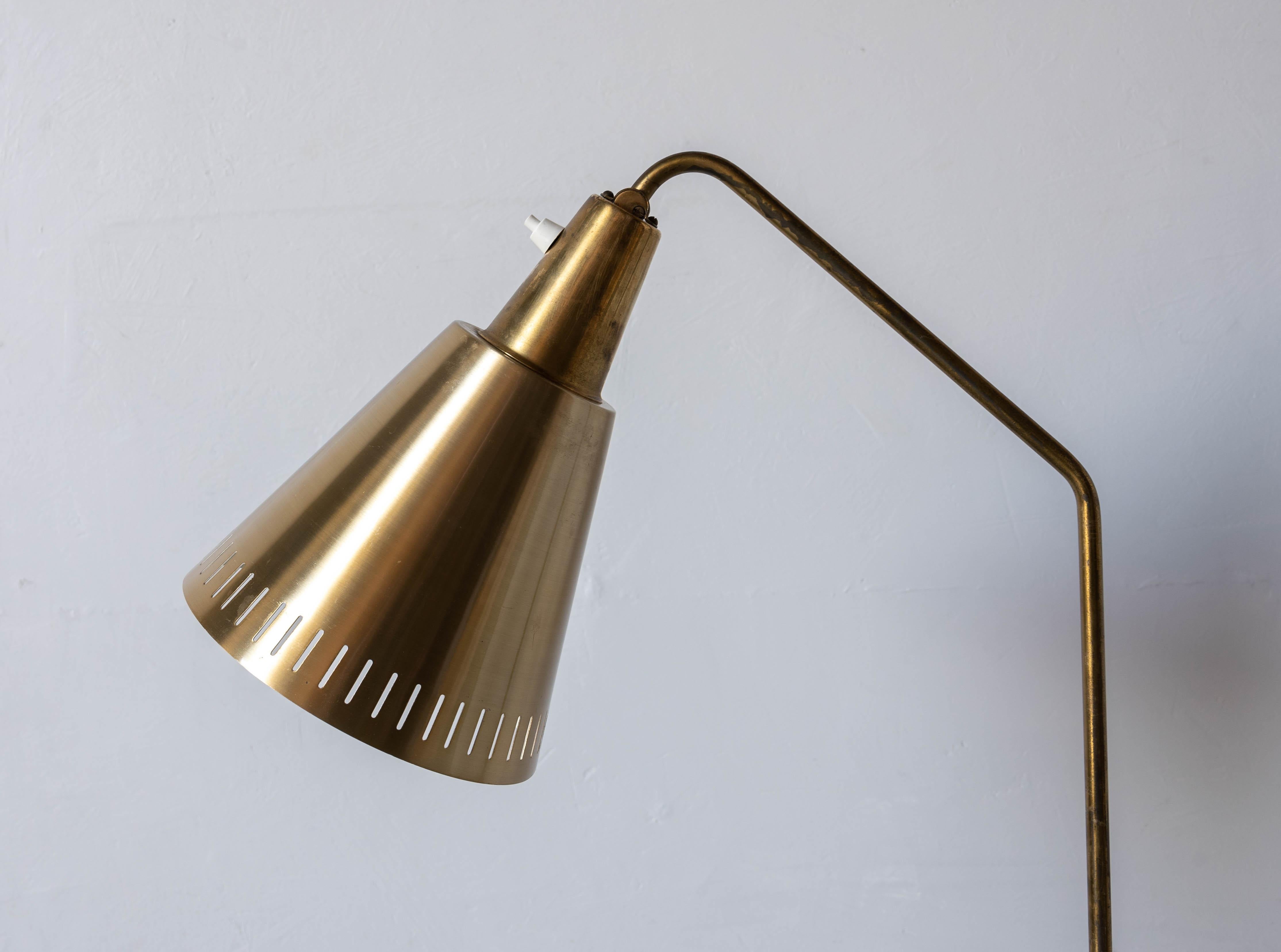 Mid-20th Century Hans Bergström Attribution, Adjustable Floor Lamp, Brass, ASEA, Sweden, 1950s