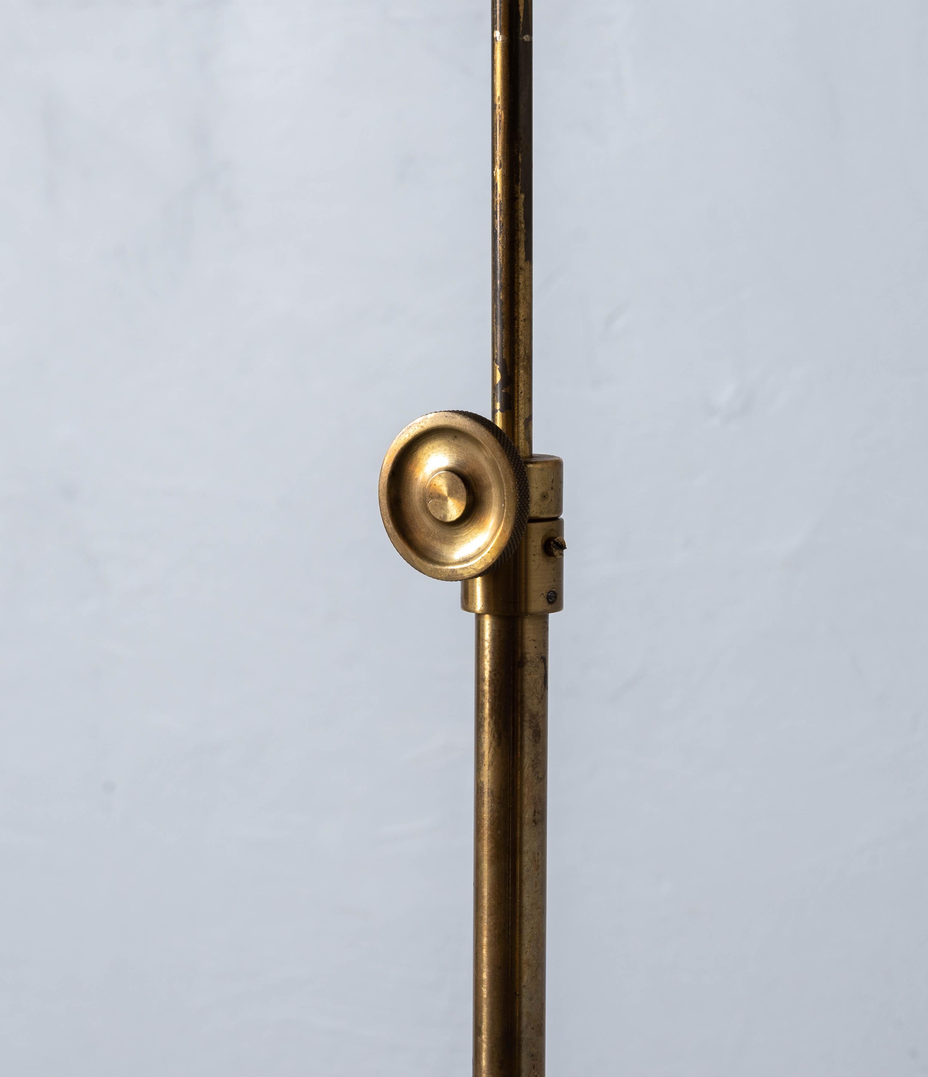 Hans Bergström Attribution, Adjustable Floor Lamp, Brass, ASEA, Sweden, 1950s 1