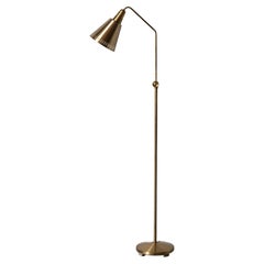 Hans Bergström Attribution, Adjustable Floor Lamp, Brass, ASEA, Sweden, 1950s