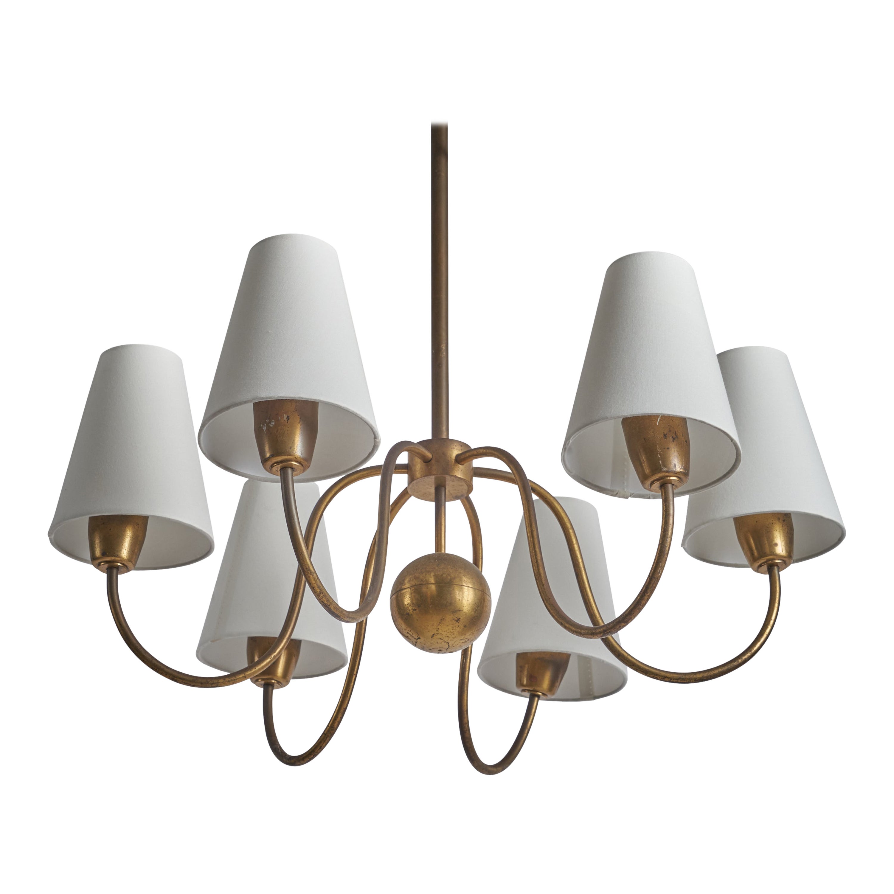 Attribuzione Hans Bergström, Lampadario, Ottone, Fabrice, Svezia, anni '40