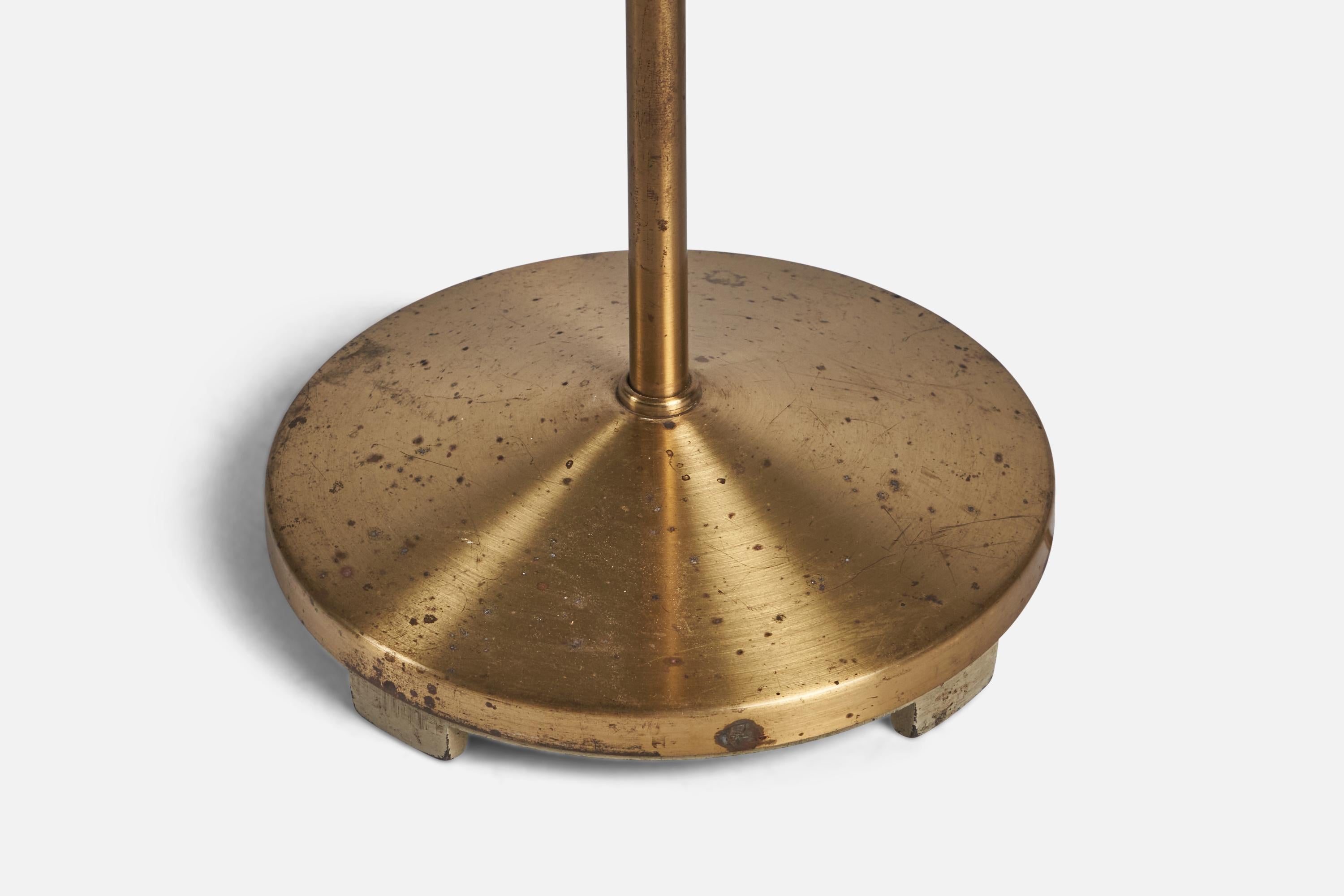 Hans Bergström Attribution, Floor Lamp, Brass, Sweden, 1940s In Good Condition For Sale In High Point, NC