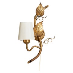 Hans Bergström Attribution, Wall Light, Brass, Fabric, Sweden, 1940s