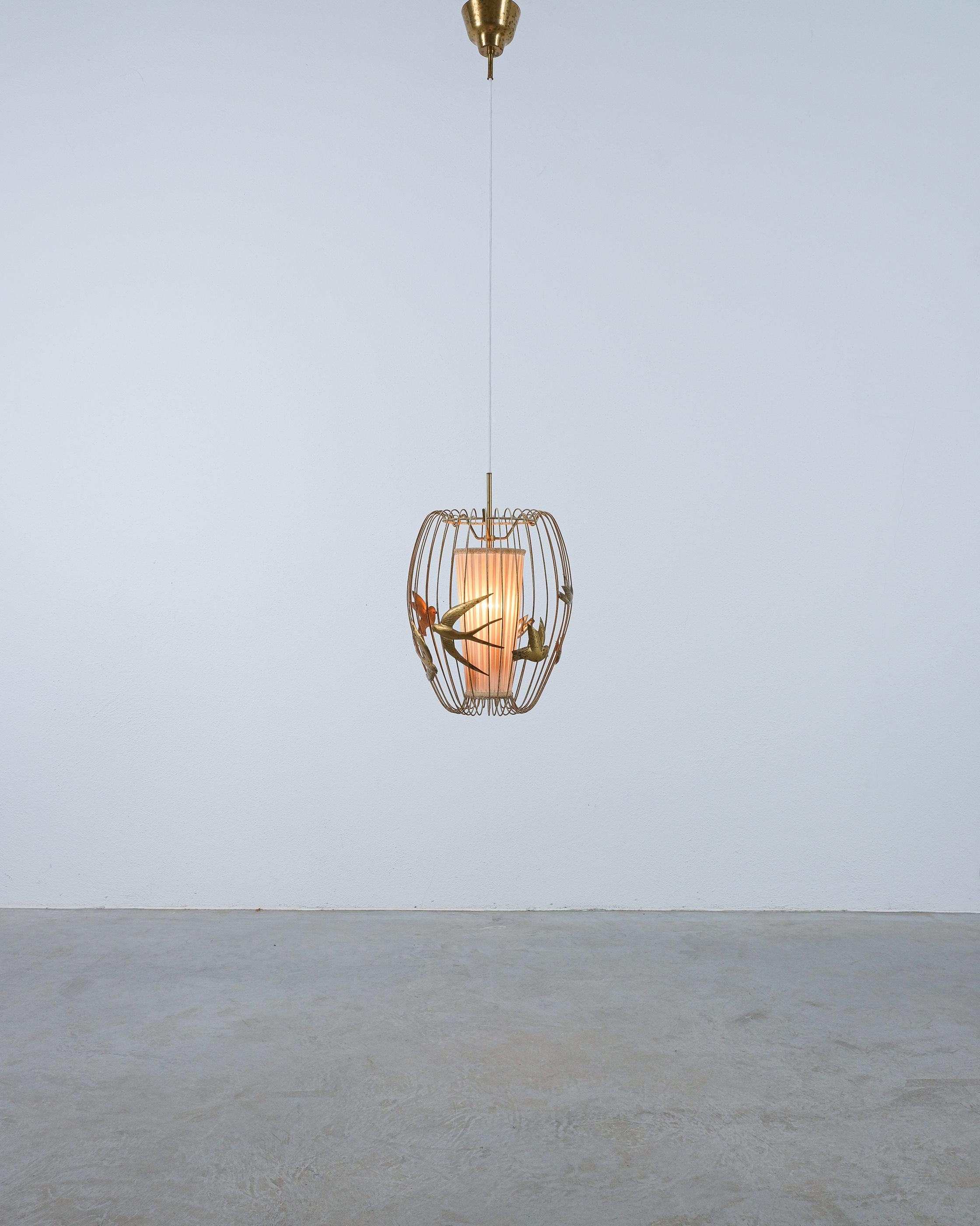 Mid-Century moderno Lampada da soffitto a gabbia per uccelli Hans Bergström Metallo laccato, Hans Brass, 1940 in vendita